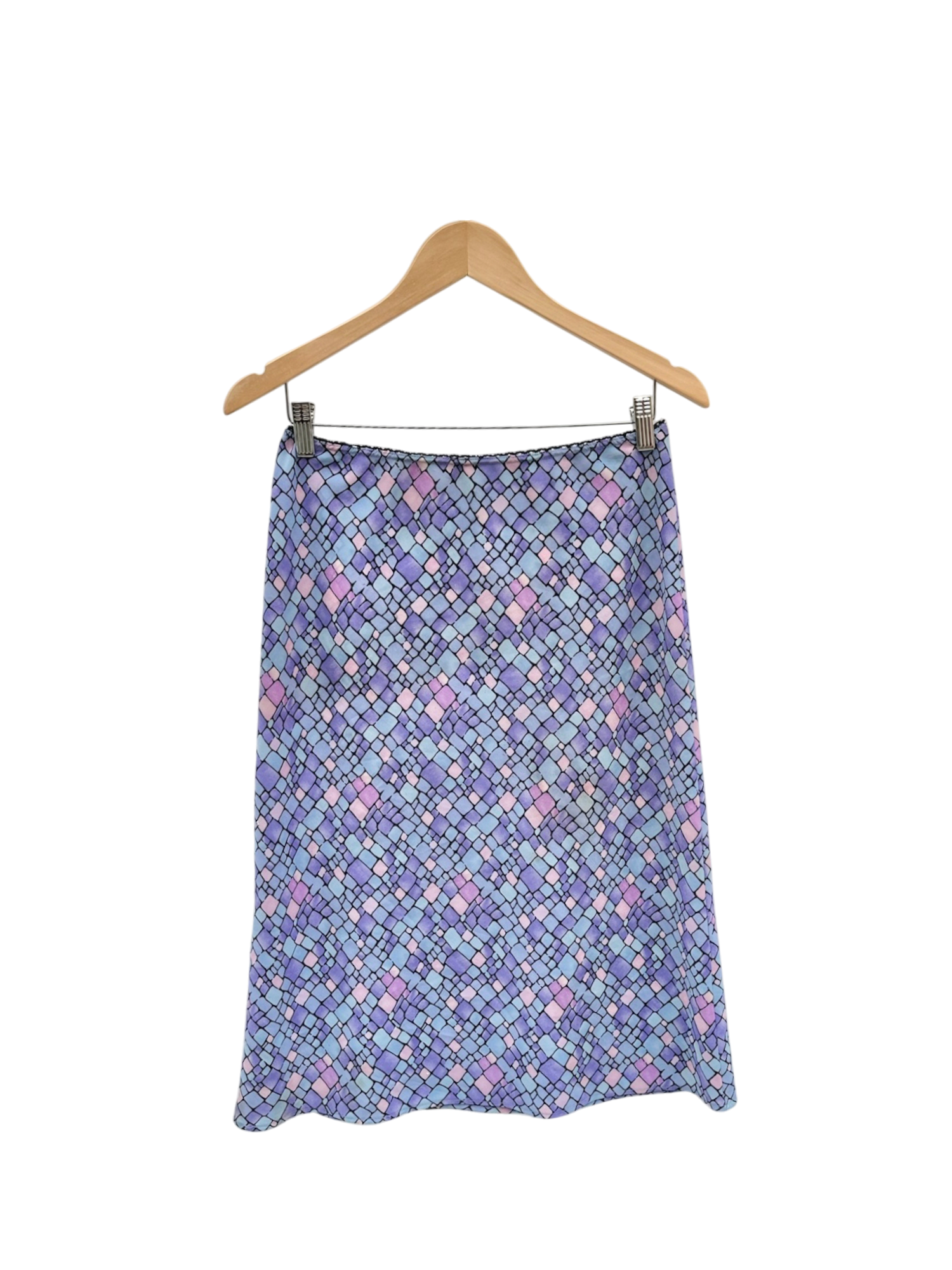 Vintage 90s Tile Patterned Midi Skirt (S)
