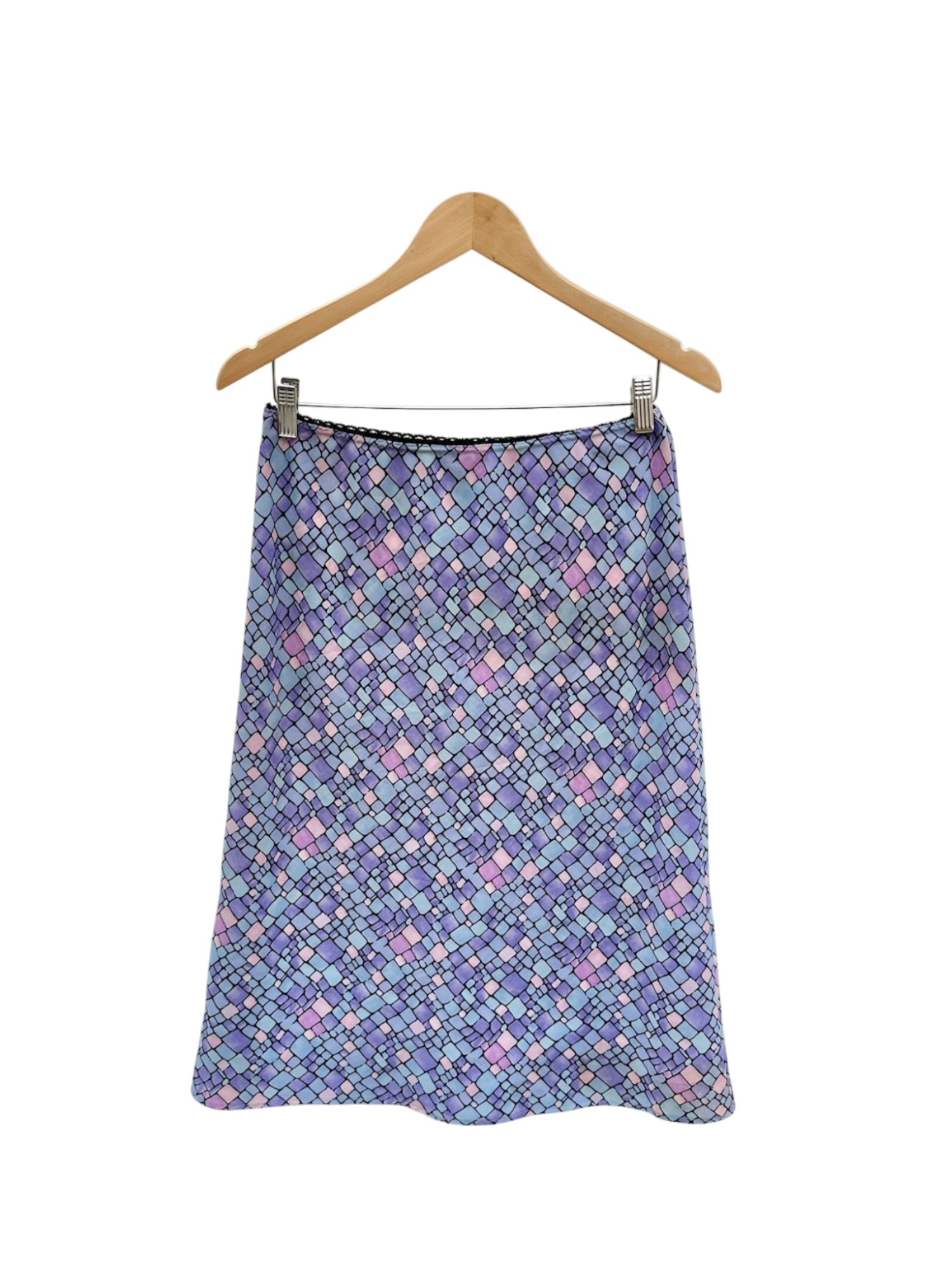 Vintage 90s Tile Patterned Midi Skirt (S)