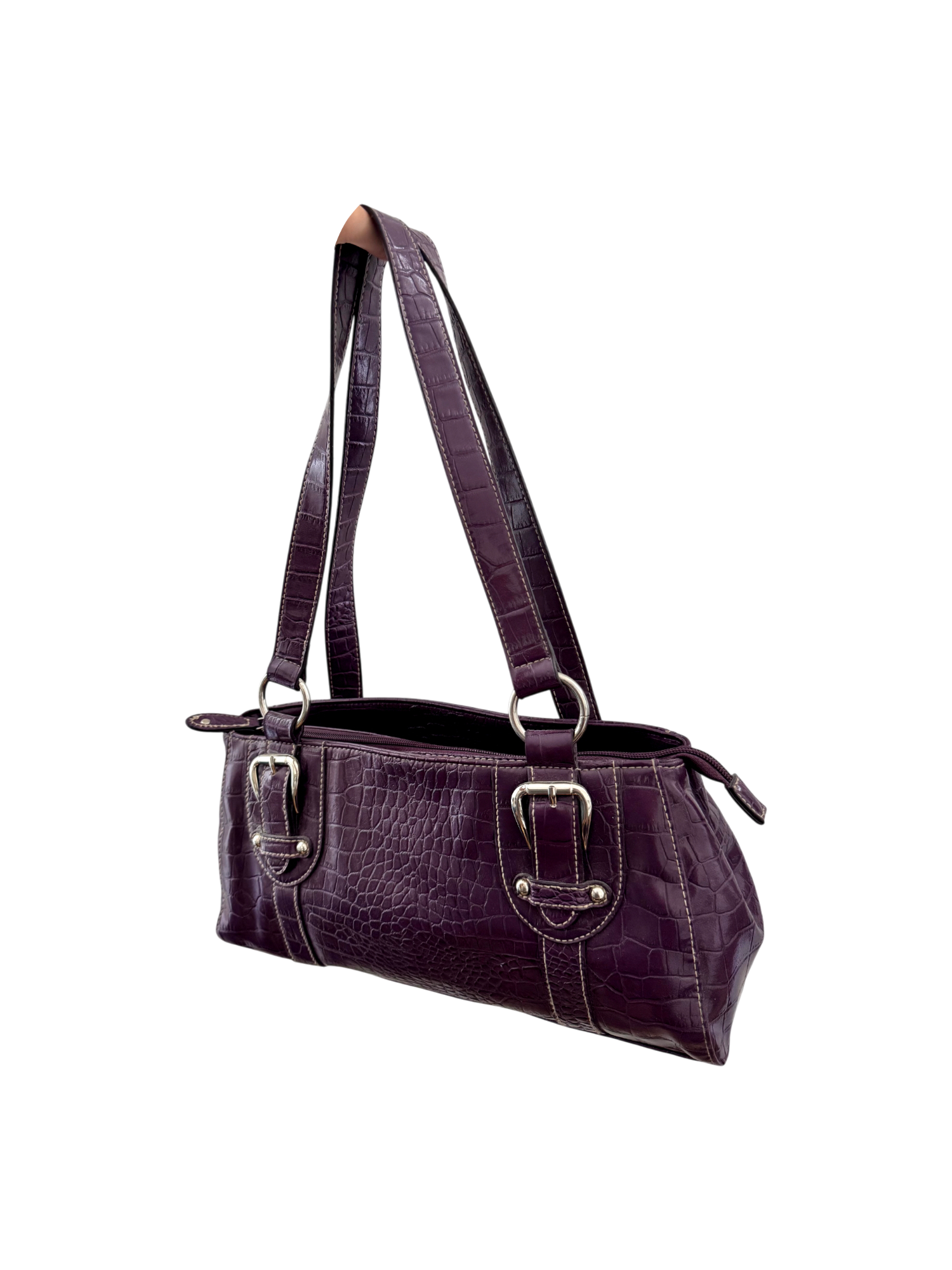 Vintage 90s Eggplant Textured Shoulder Purse