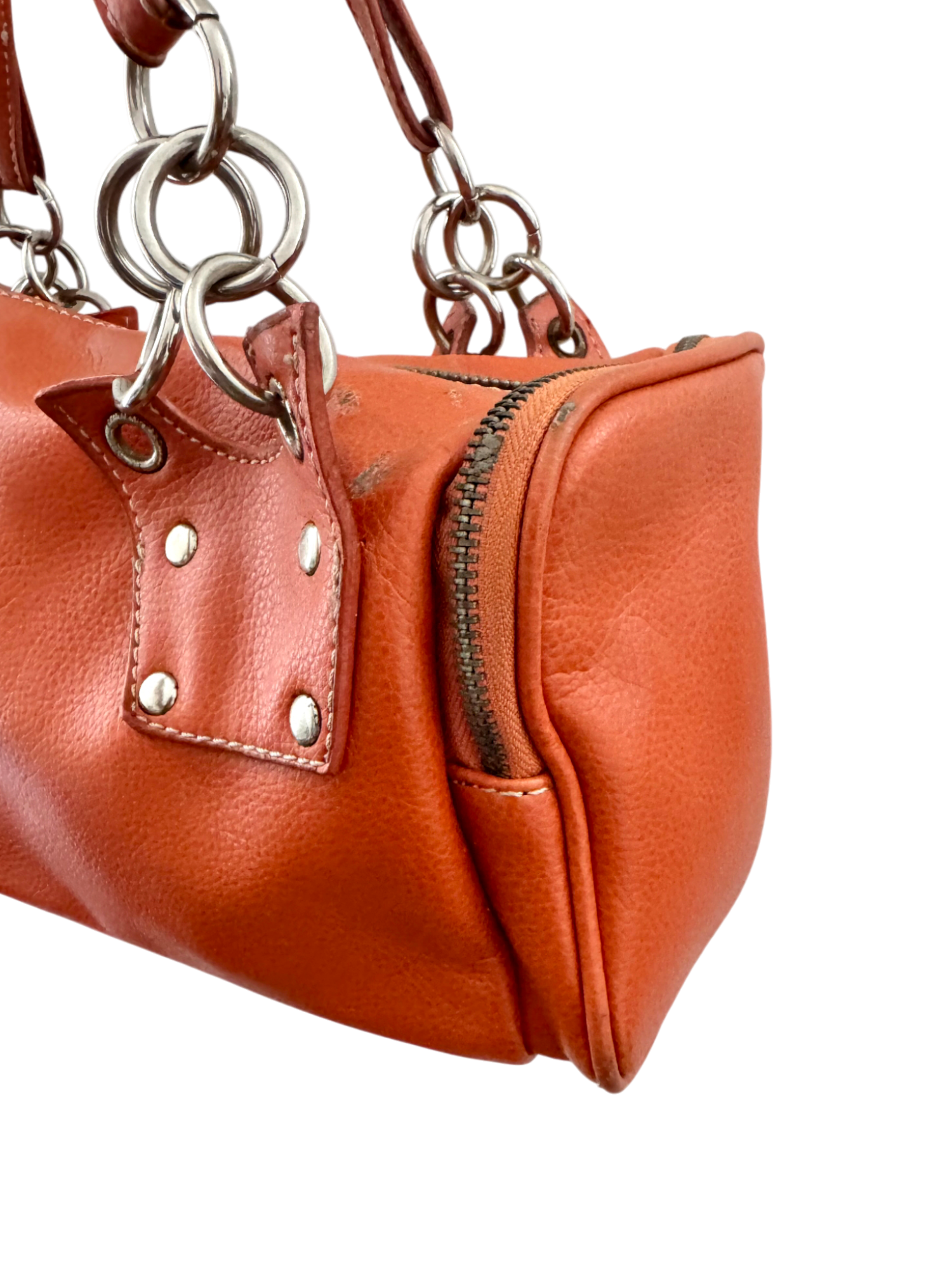 Vintage Y2K Moto Tangerine Barrel Purse