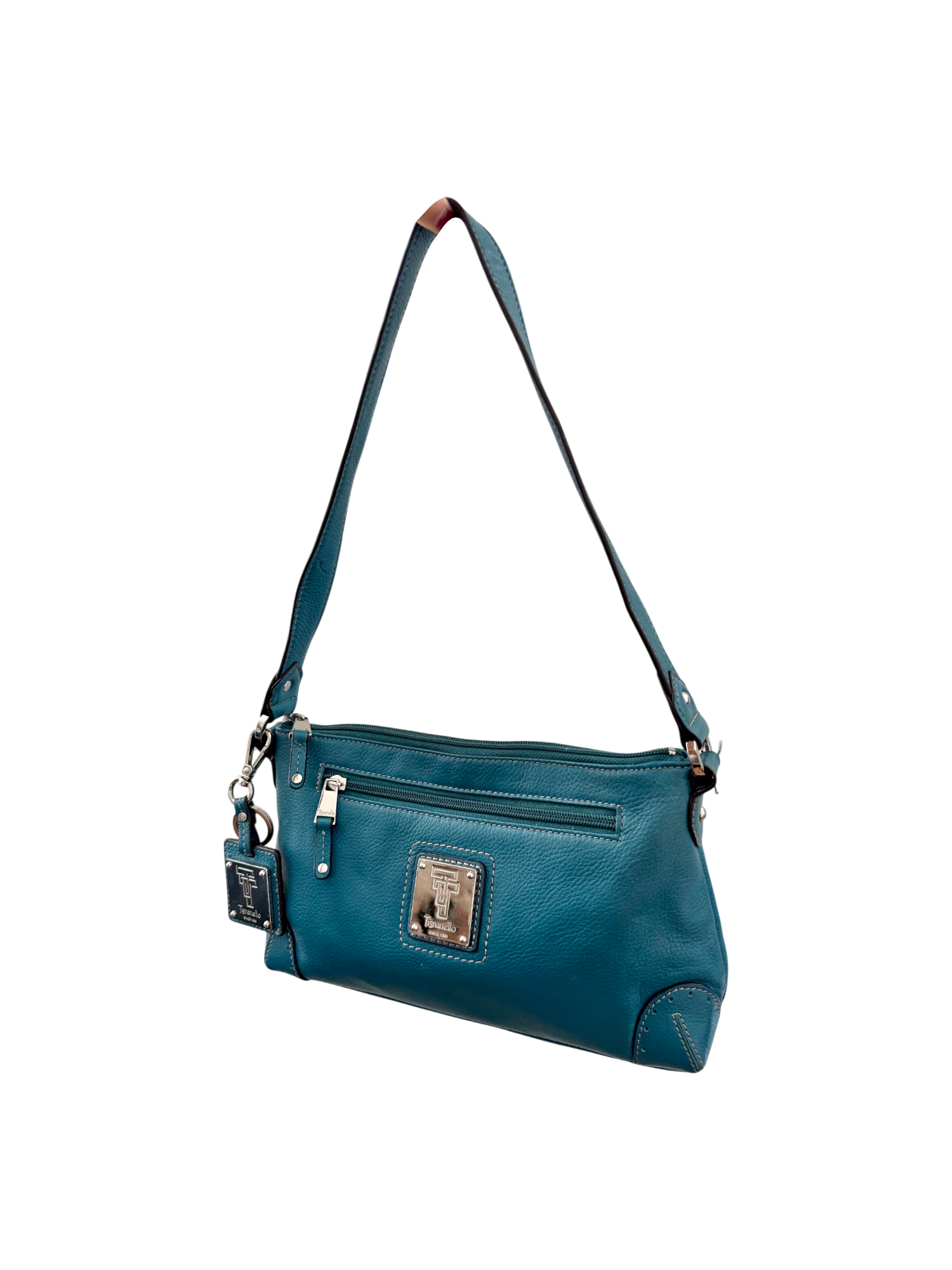 Vintage 90s Turquoise Leather Shoulder Purse