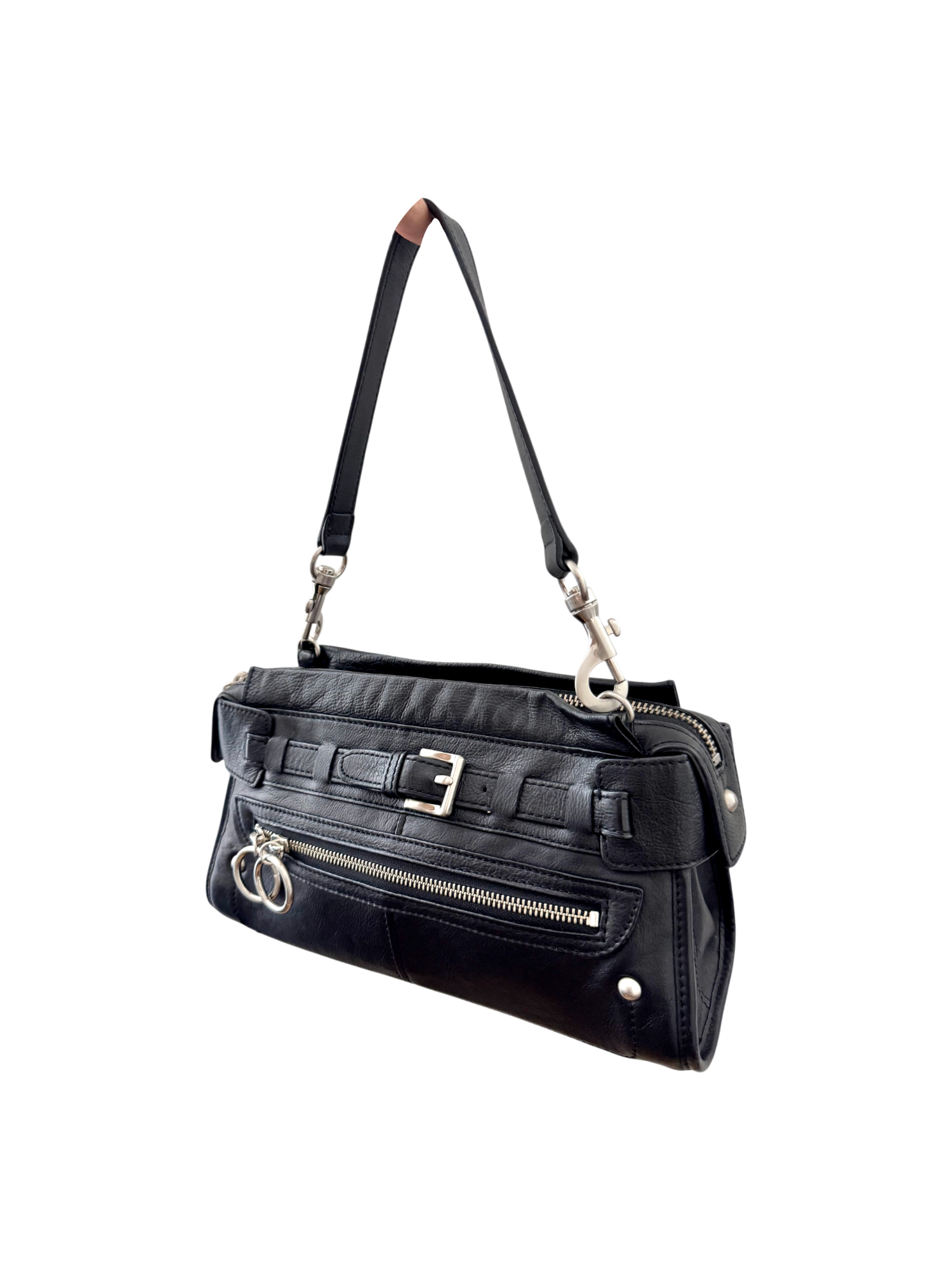 Vintage 90s Italian Via Spiga Leather Moto Purse