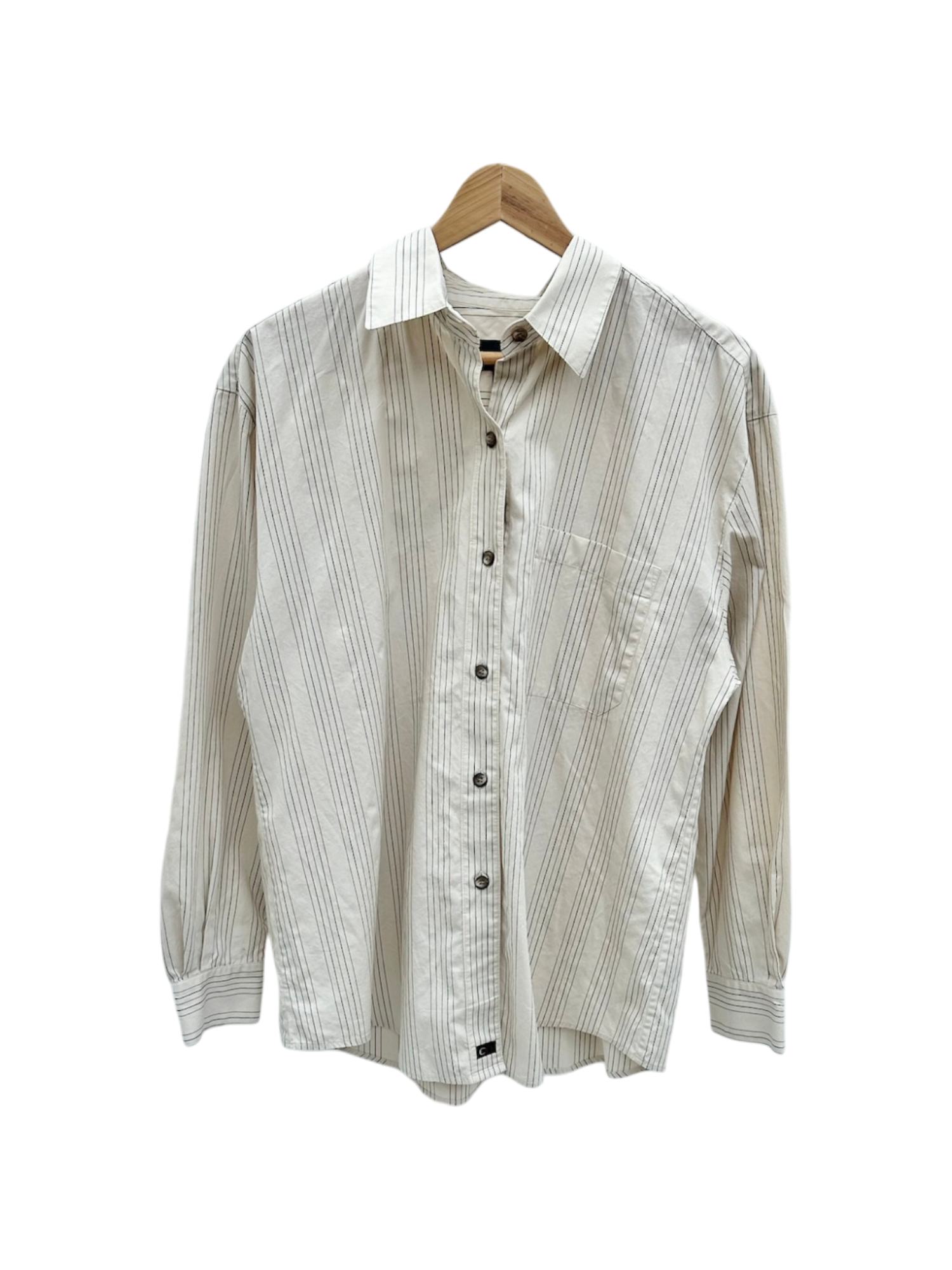 Vintage 90s Retro Pinstriped Cotton Button Up (L)