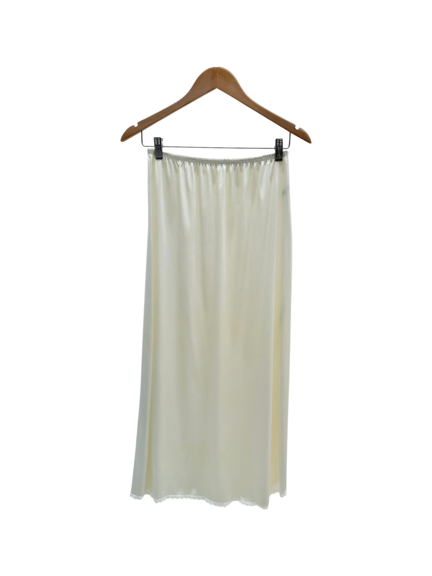 Vintage 90s Ivory Midi Slip Skirt (S)