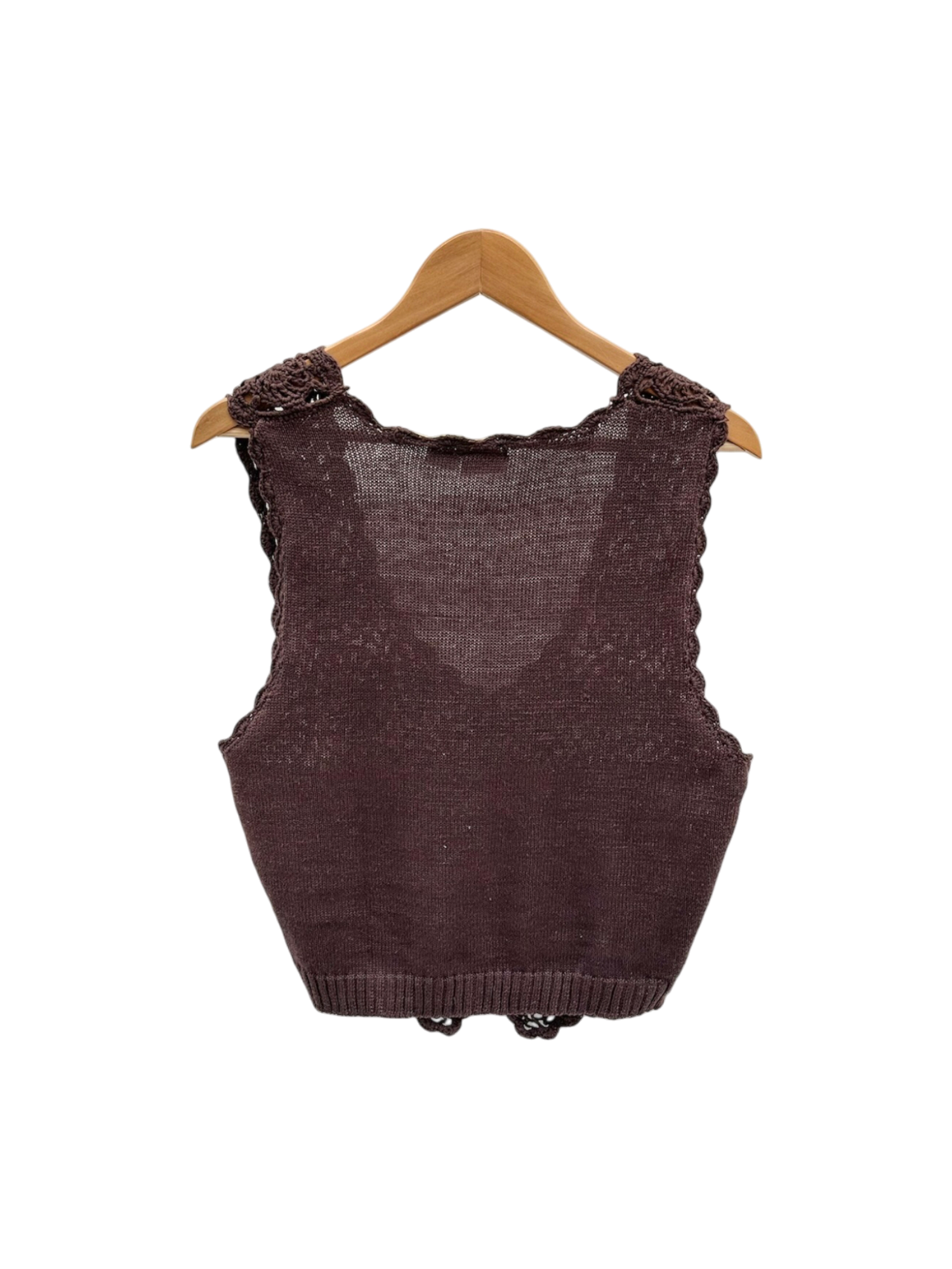 Vintage 90s Chocolate Crochet Knit Vest (L)