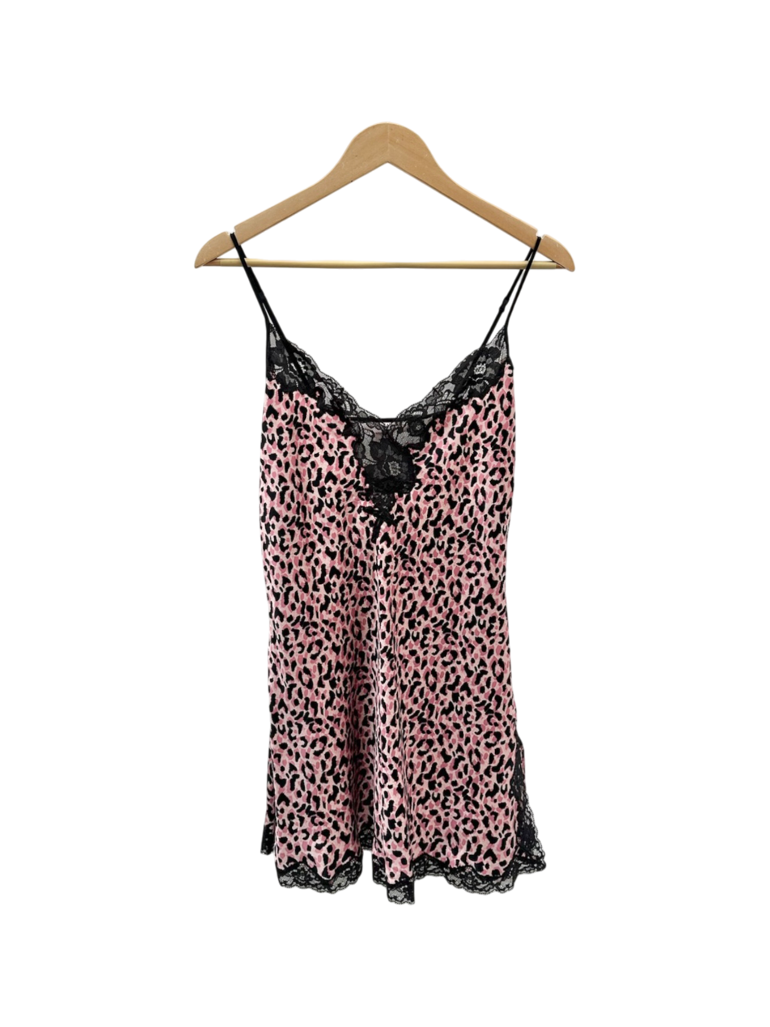Vintage Pink Lace Leopard Slip Dress (S)
