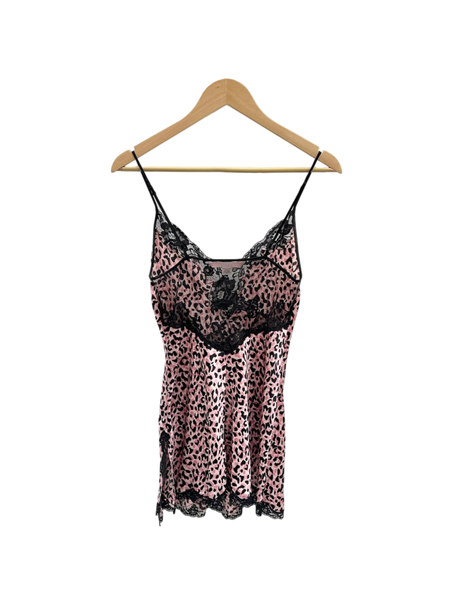 Vintage Pink Lace Leopard Slip Dress (S)