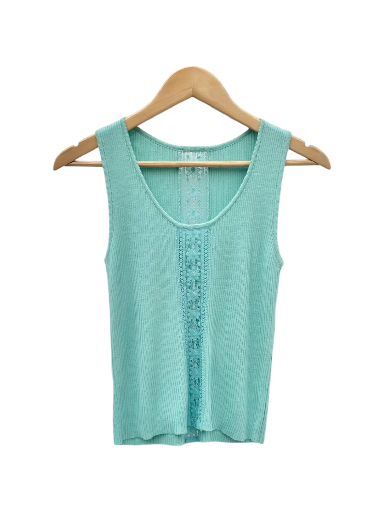 Vintage 90s Turquoise Lace Knit Tank (S)