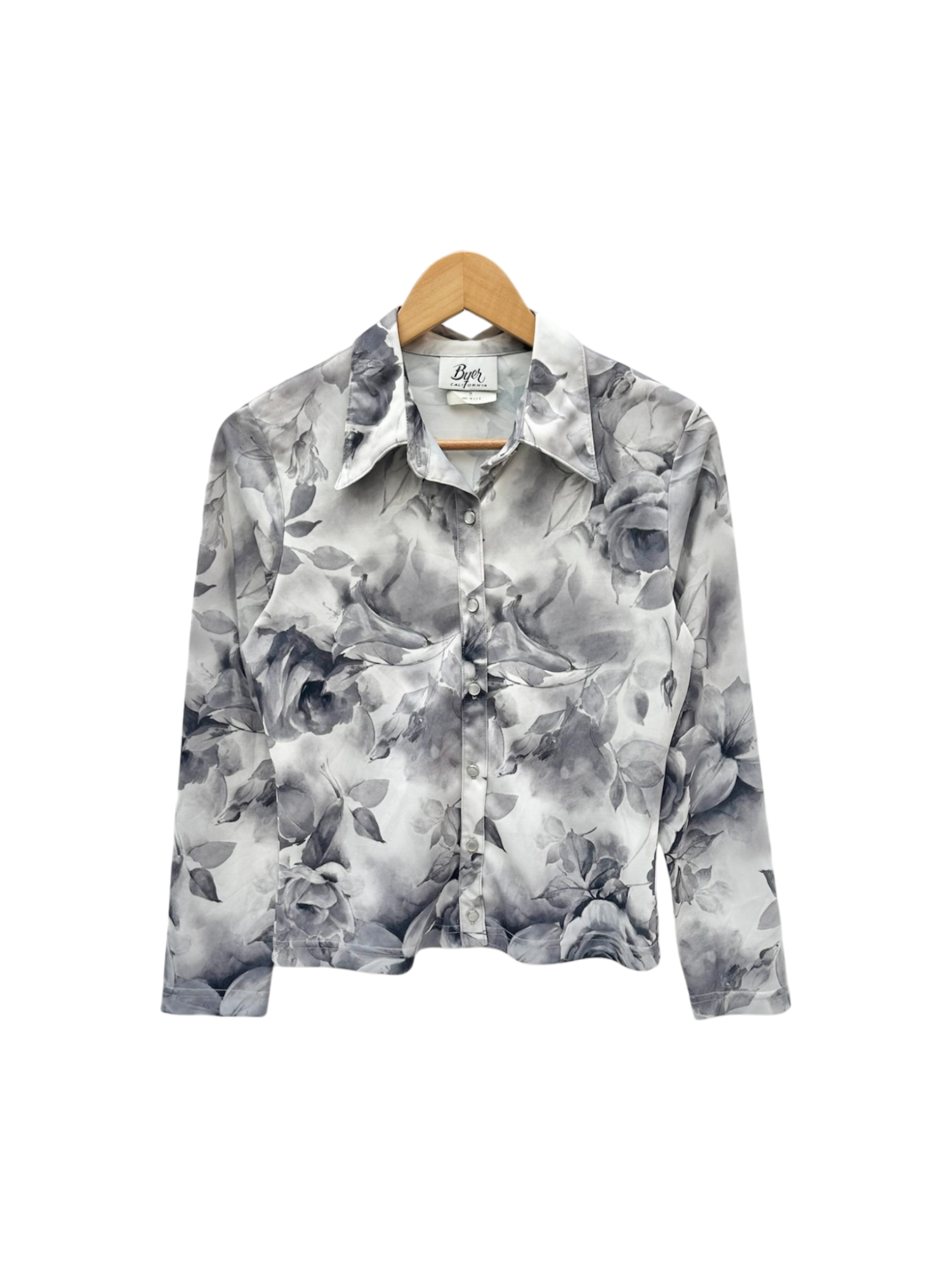 Vintage 90s Greyscale Floral Button Up (M)