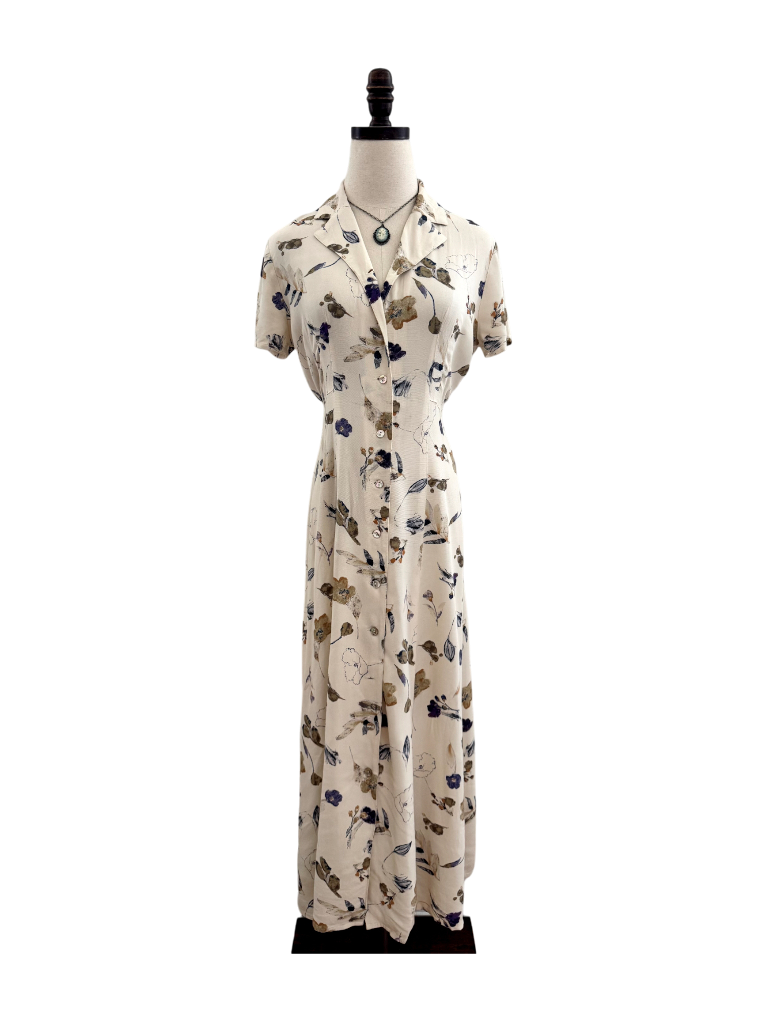 Vintage 90s Floral Button Dress (M)
