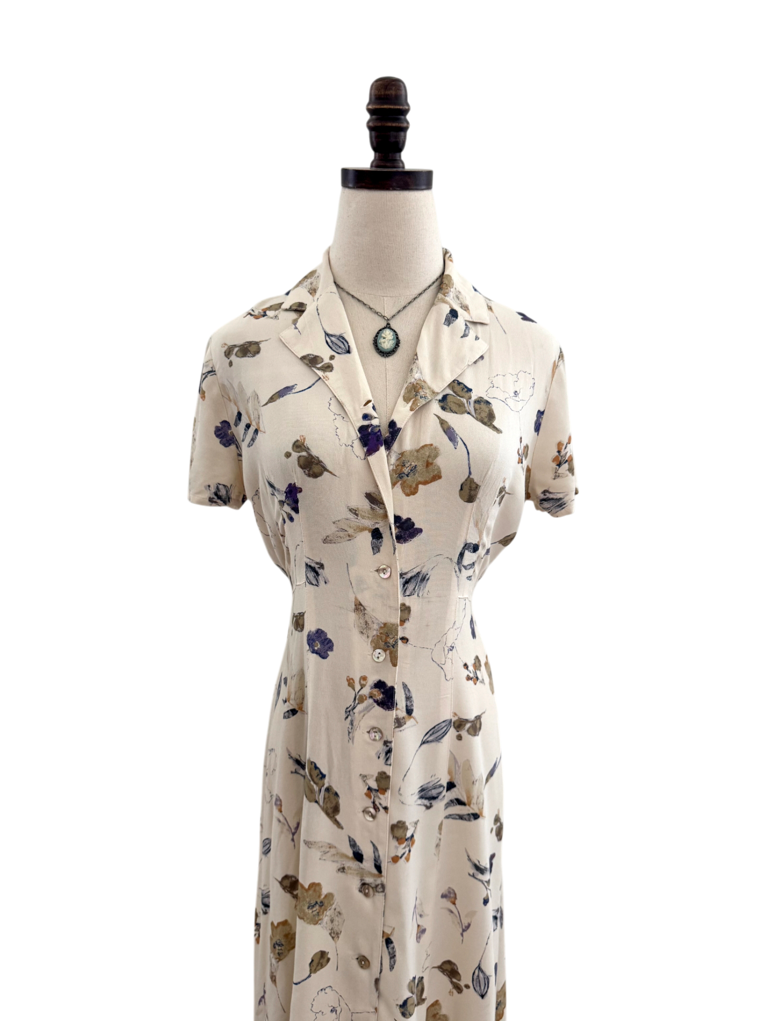 Vintage 90s Floral Button Dress (M)