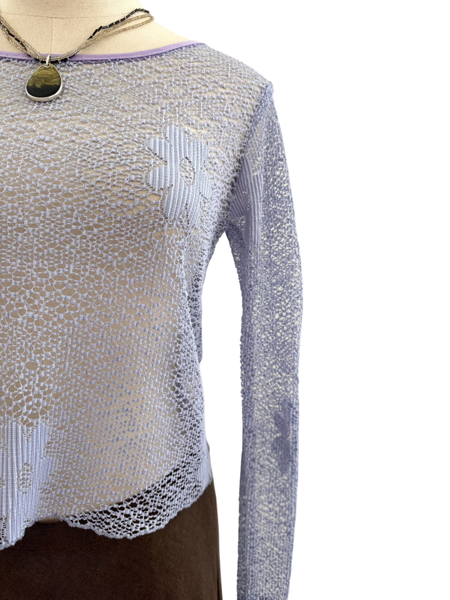 Vintage 90s Sheer Floral Lavendar Knit (S/M)