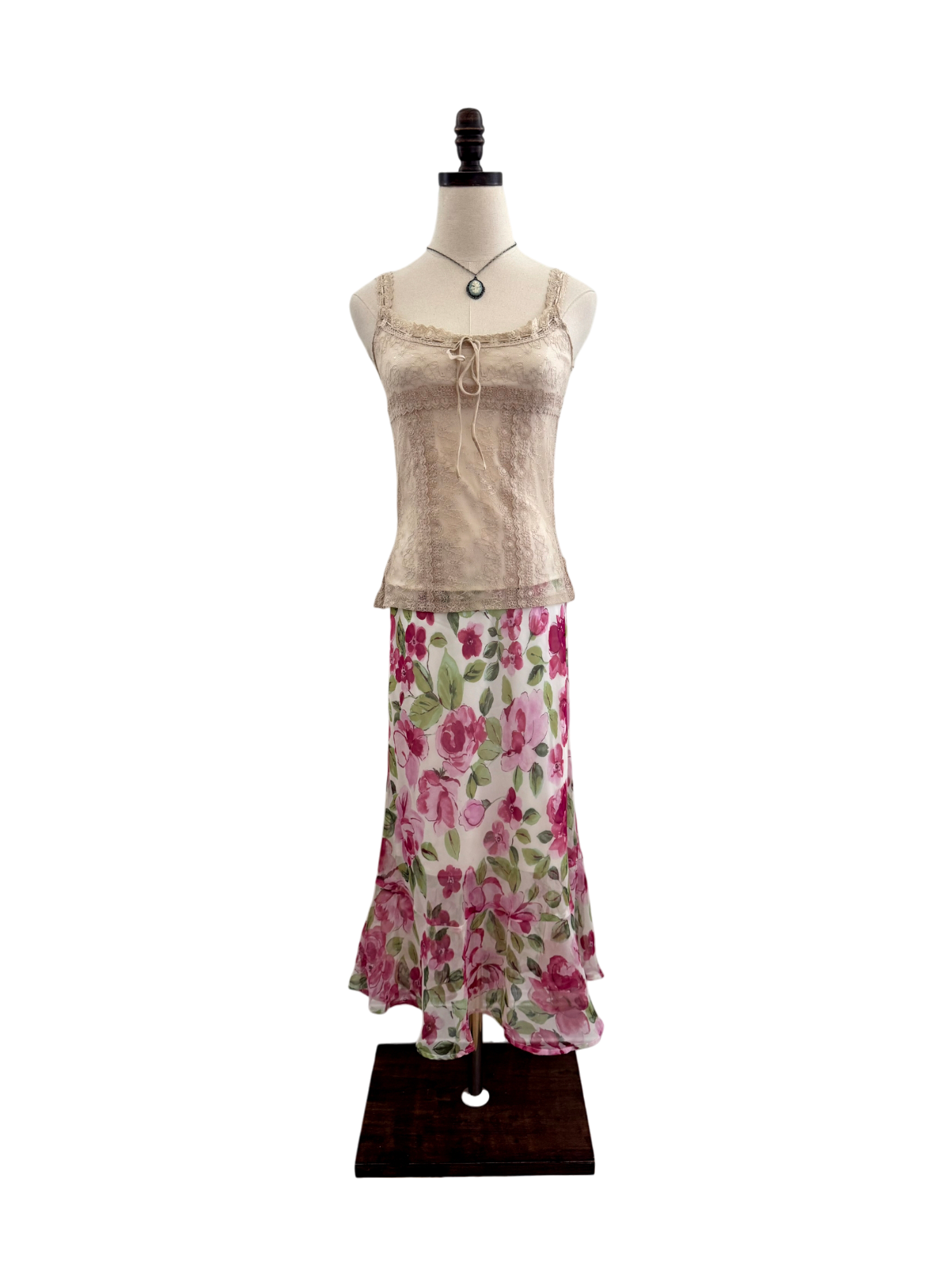 Vintage 90s Floral Midi Skirt (M)