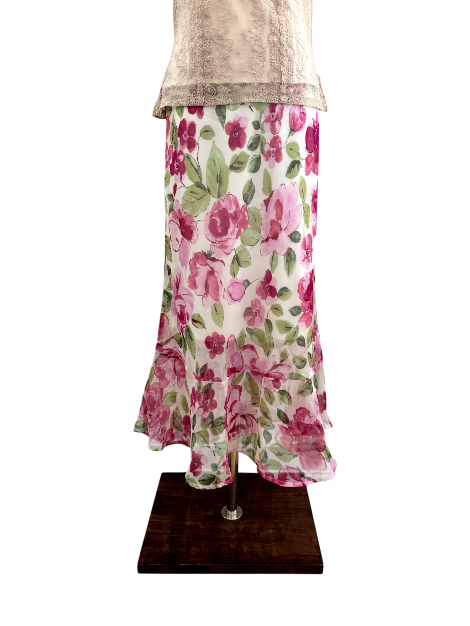 Vintage 90s Floral Midi Skirt (M)