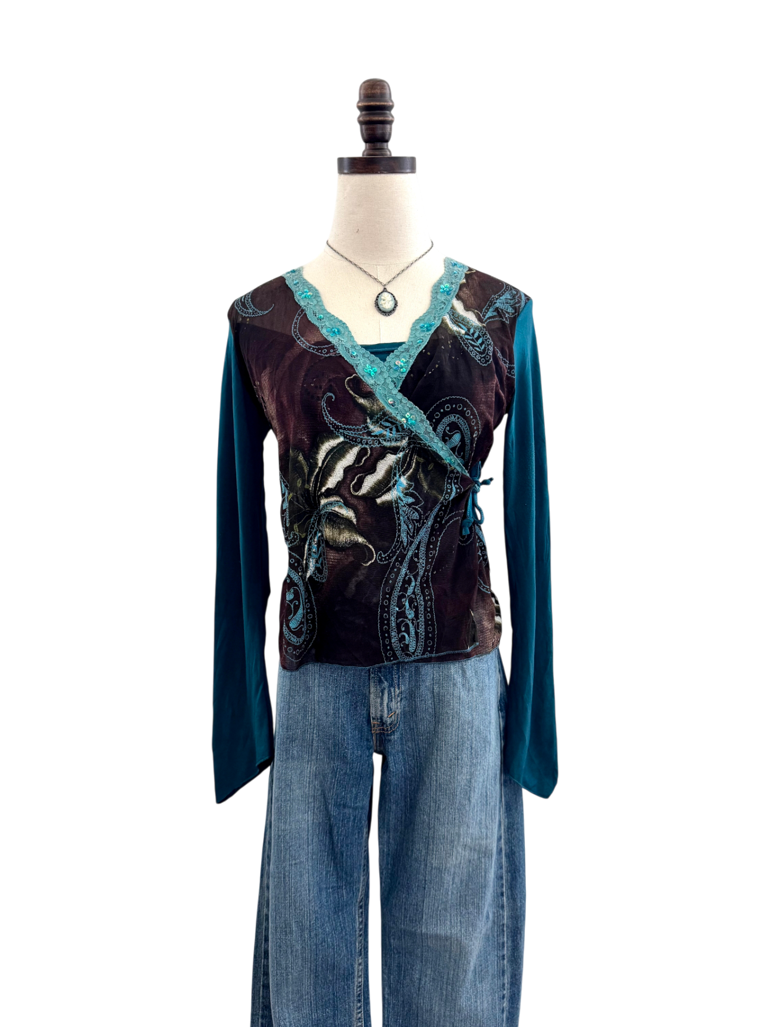 Vintage 90s Lace Cros Tie knit (S/M)