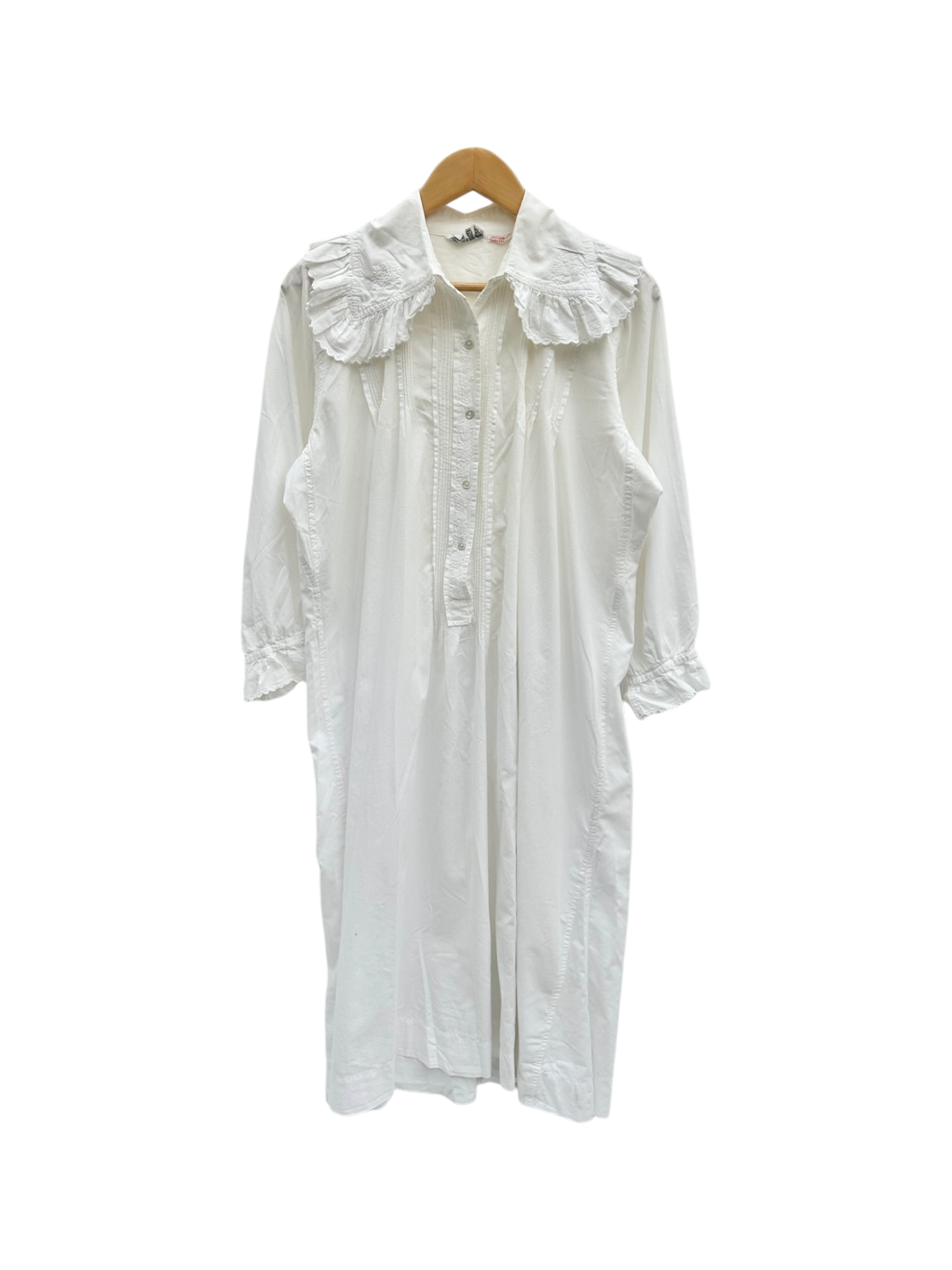 Vintage 90s Collared Cotton Midi Prairie Dress (L)