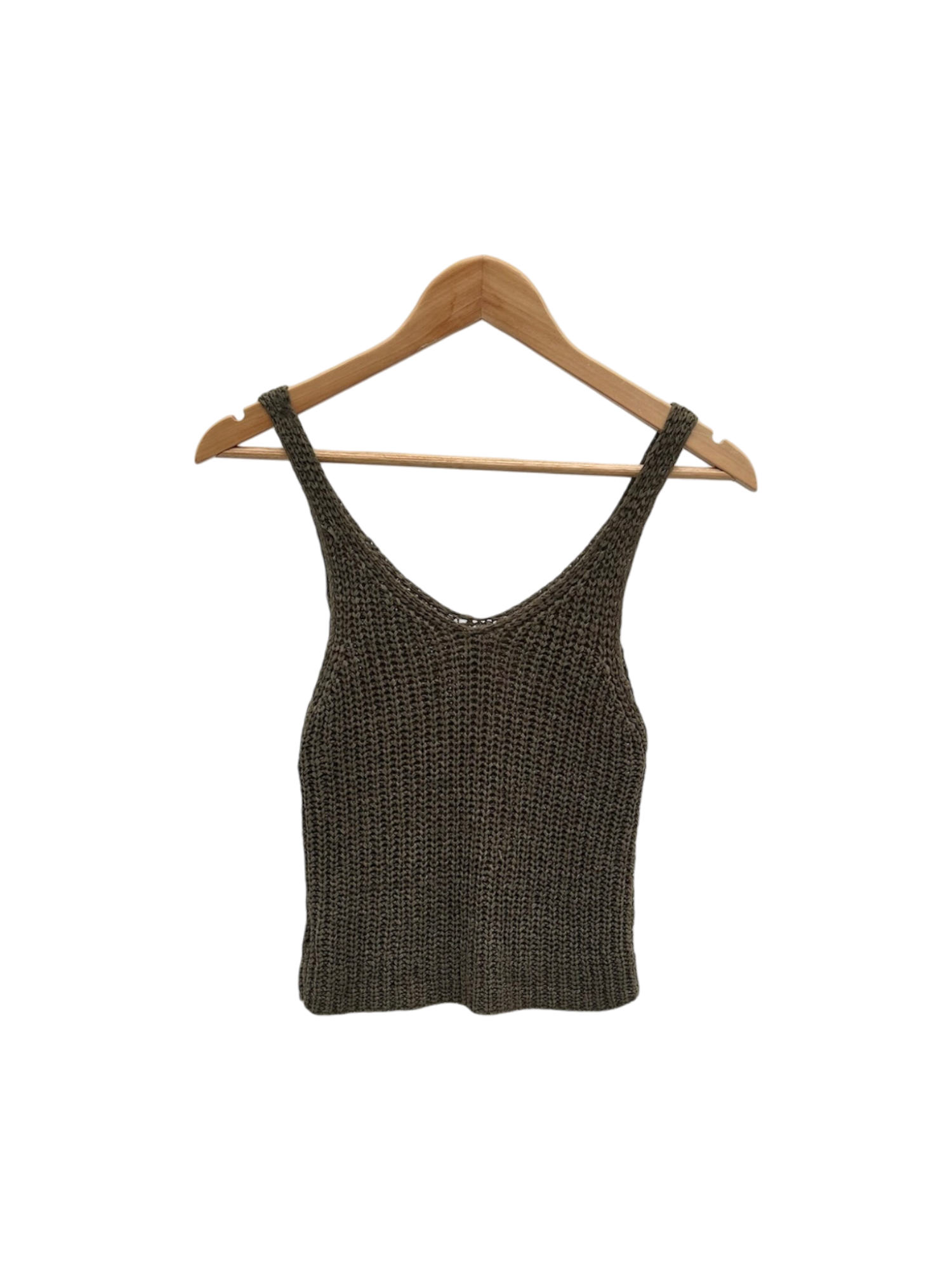 Vintage Retro Olive Knit Tank (S)