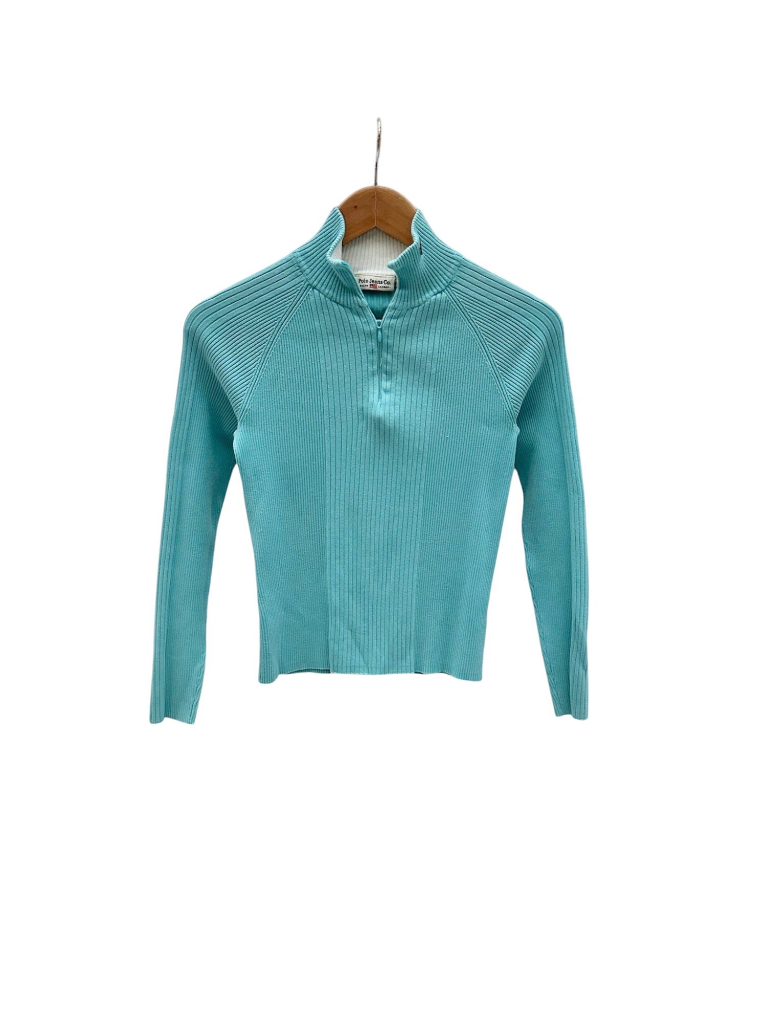 Vintage Y2K Ribbed Baby Blue Zip Up (S)