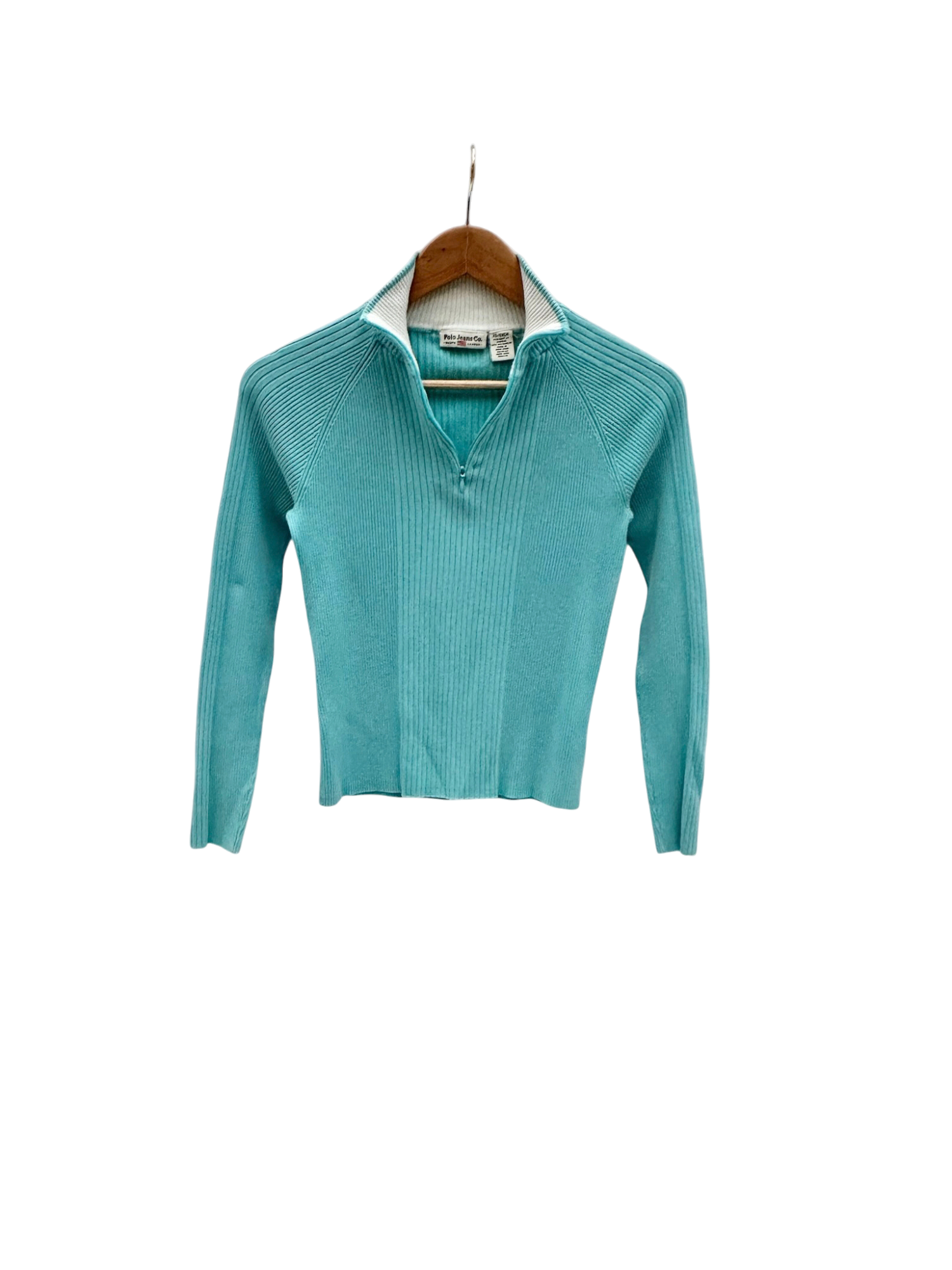 Vintage Y2K Ribbed Baby Blue Zip Up (S)