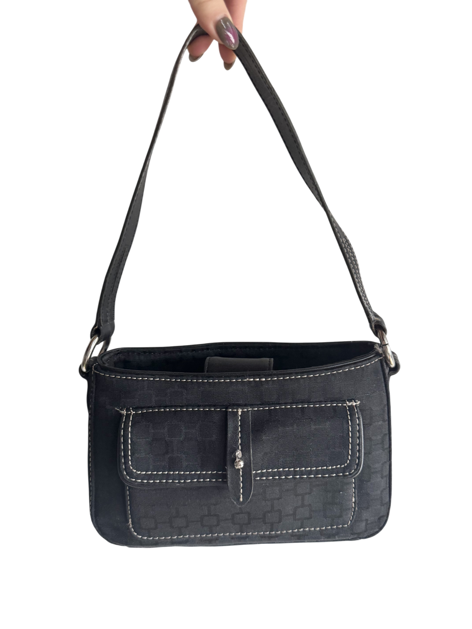 Vintage 90s Geometric Shoulder Purse w/ Matching Mirror