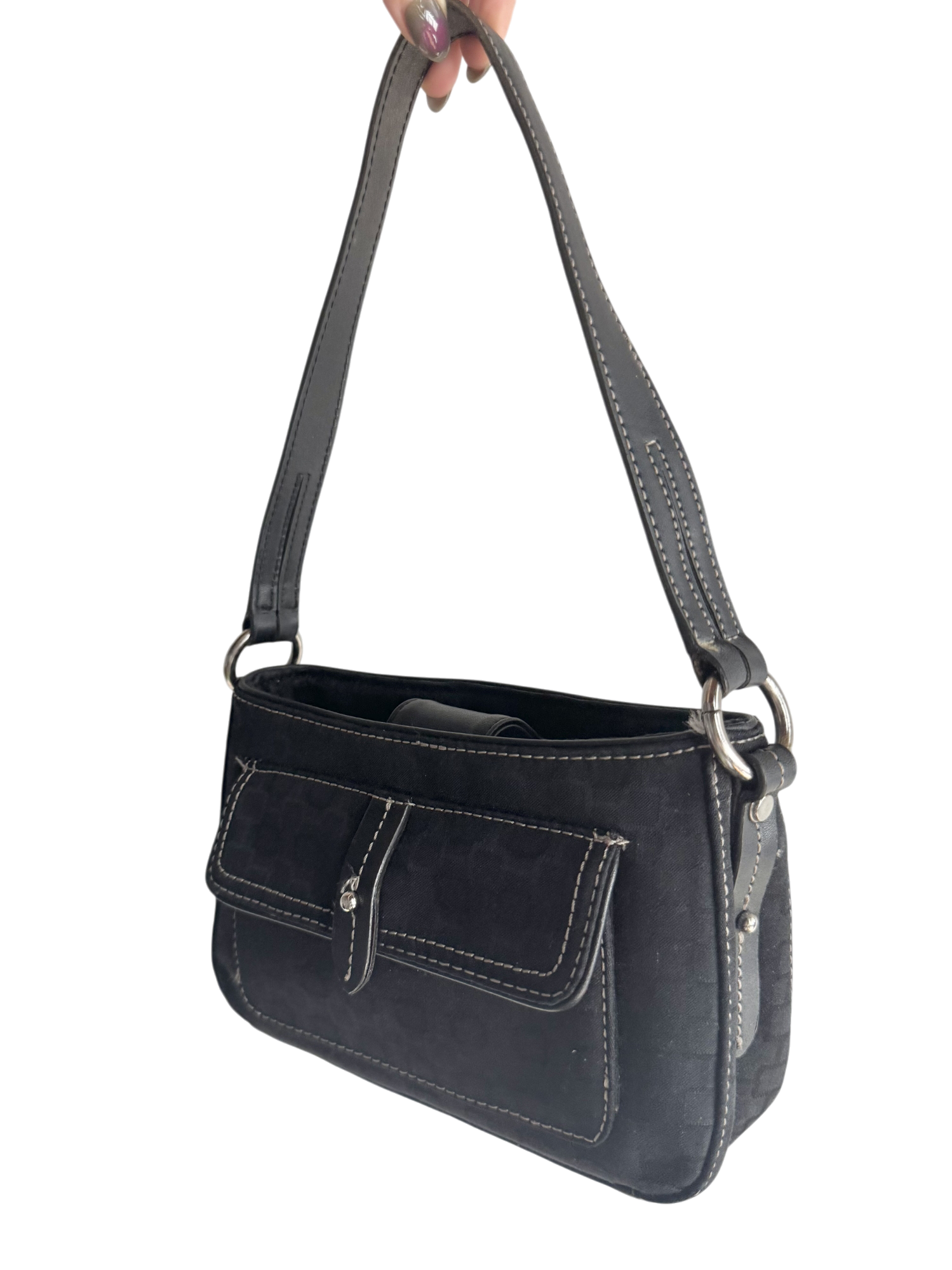 Vintage 90s Geometric Shoulder Purse w/ Matching Mirror