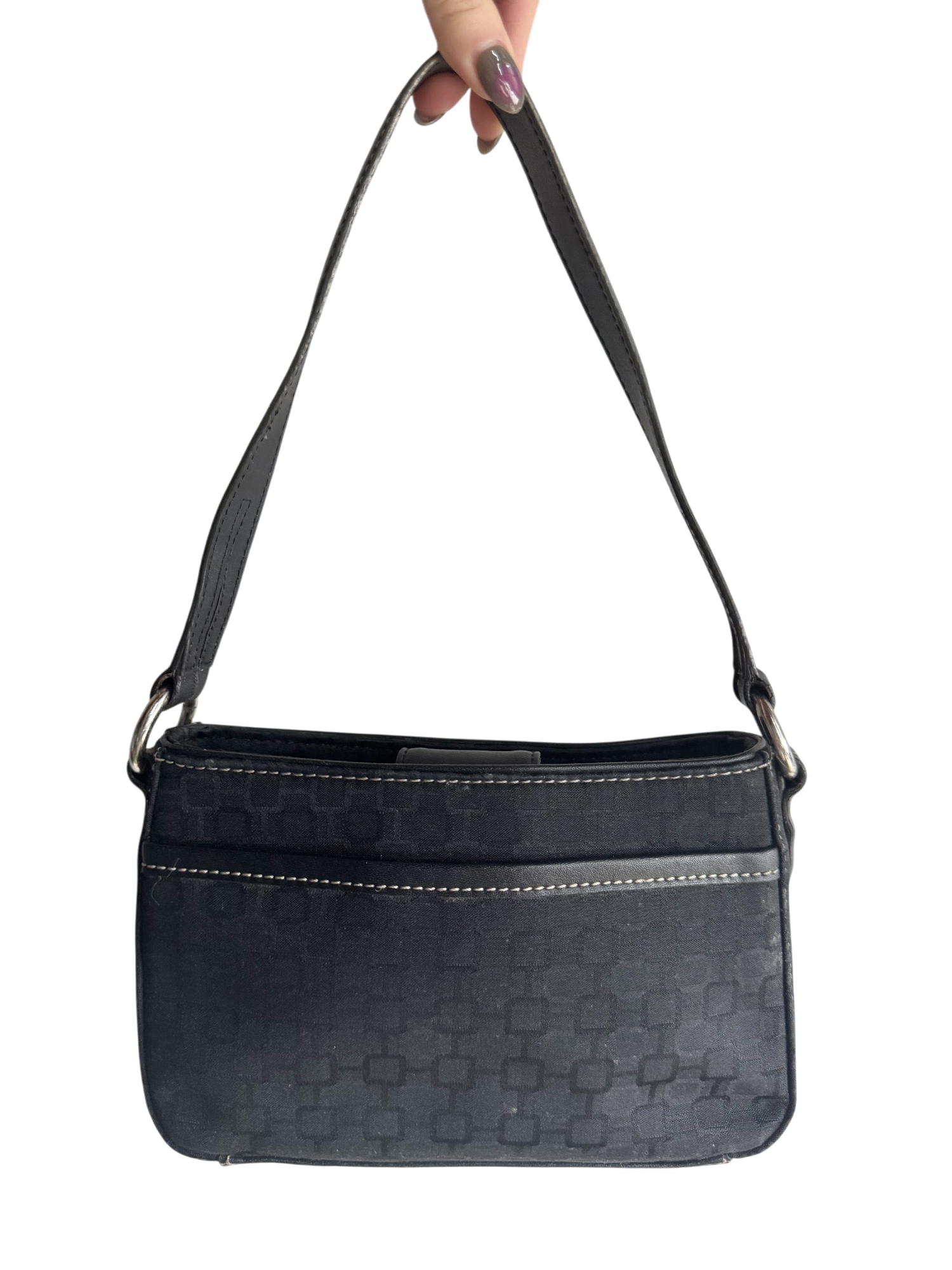 Vintage 90s Geometric Shoulder Purse w/ Matching Mirror