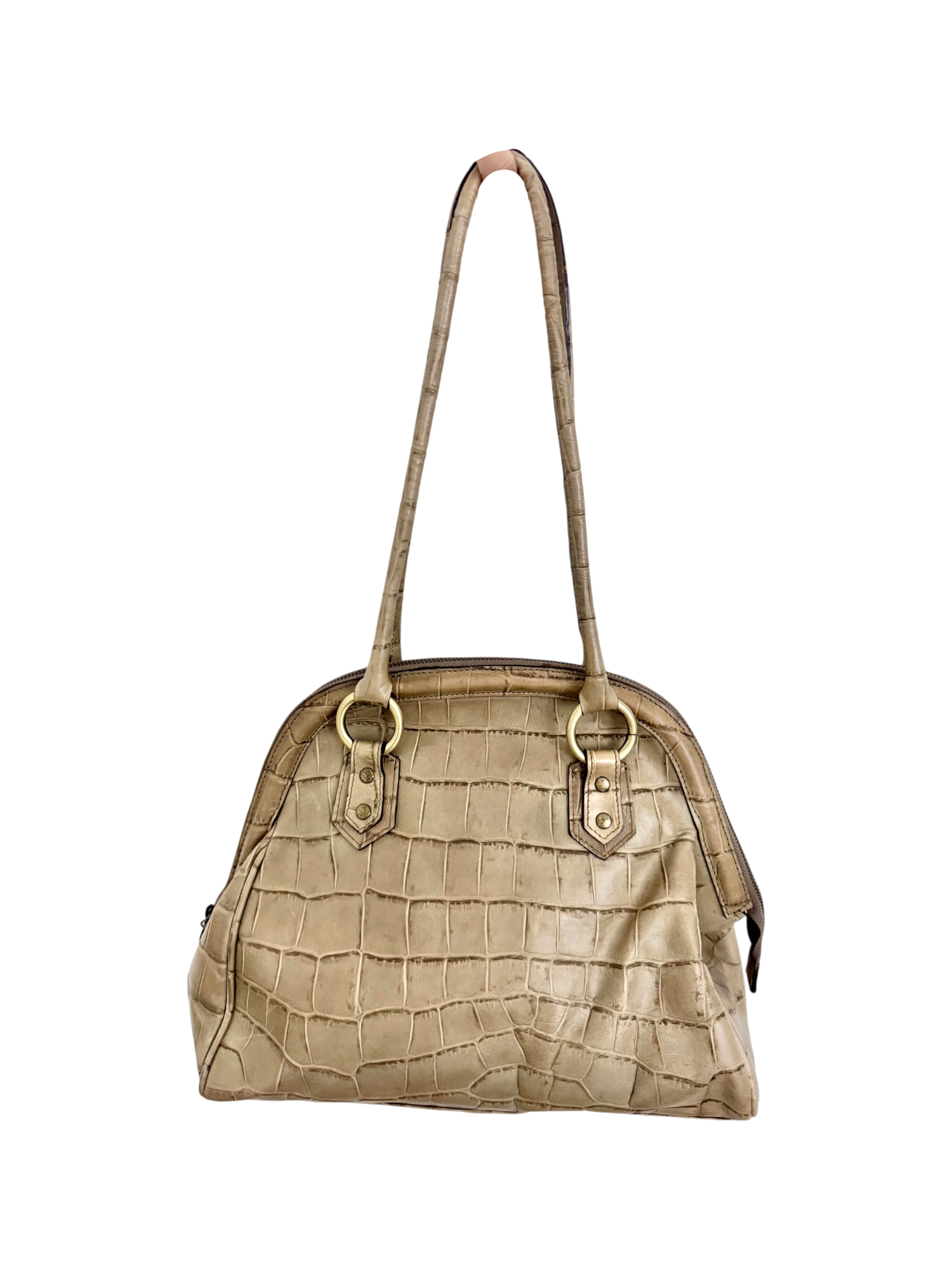 Vintage 90s Textured Leather Barrel Purse