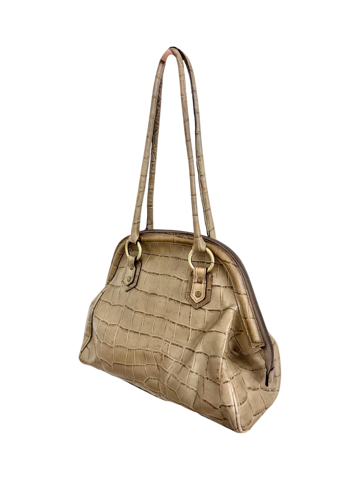 Vintage 90s Textured Leather Barrel Purse