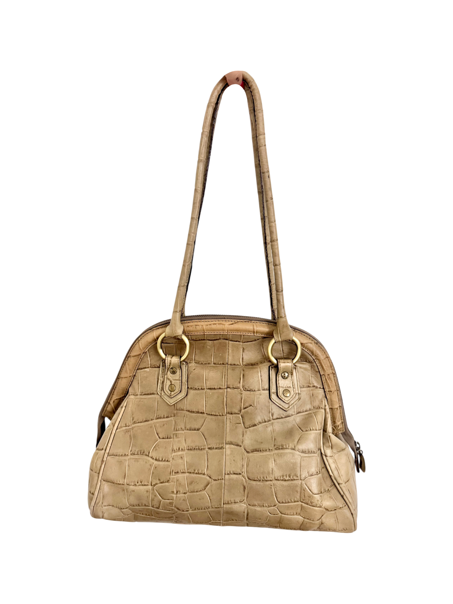 Vintage 90s Textured Leather Barrel Purse