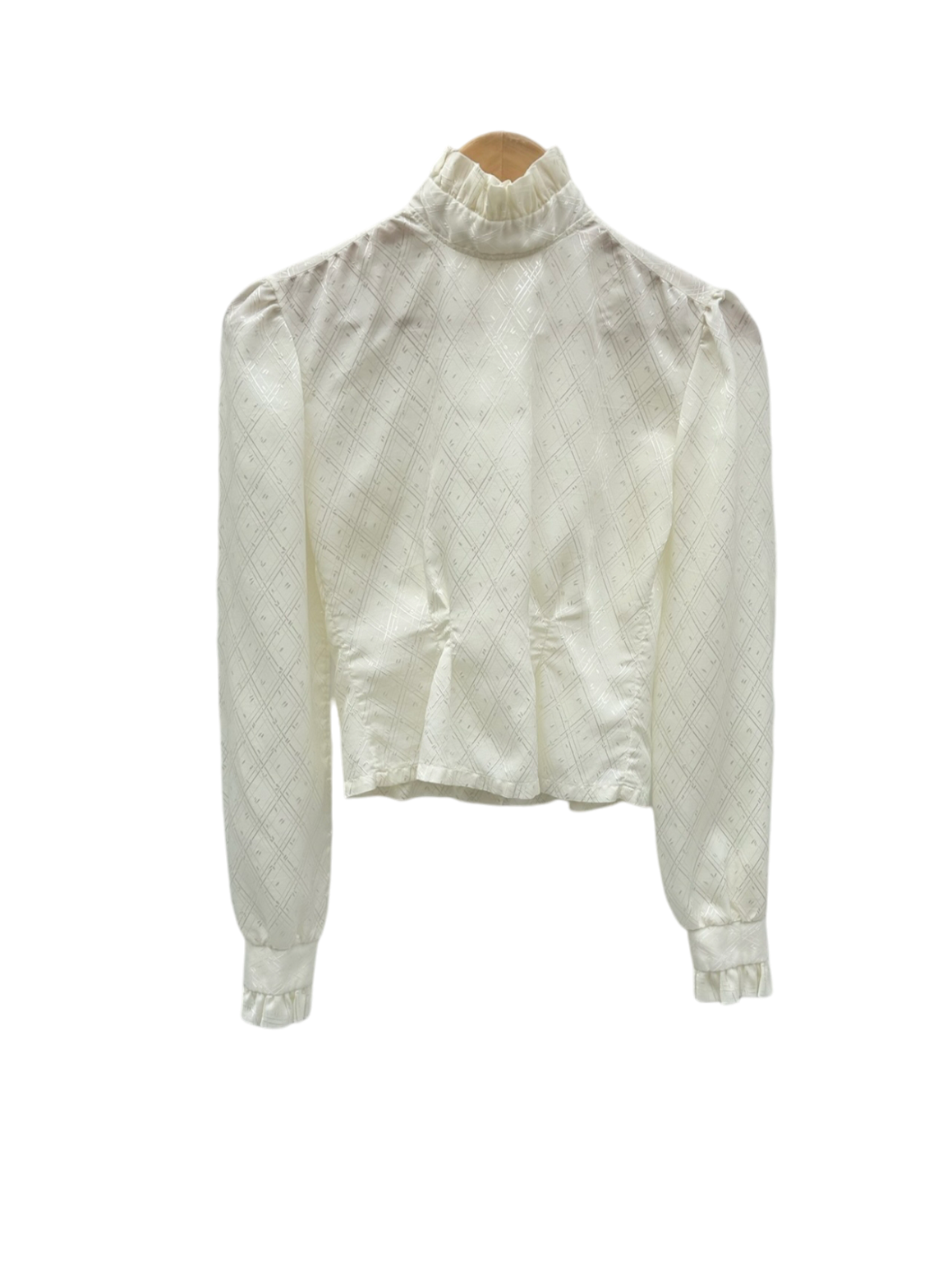 Vintage 80s Cropped High Neck Cinched Blouse (S)