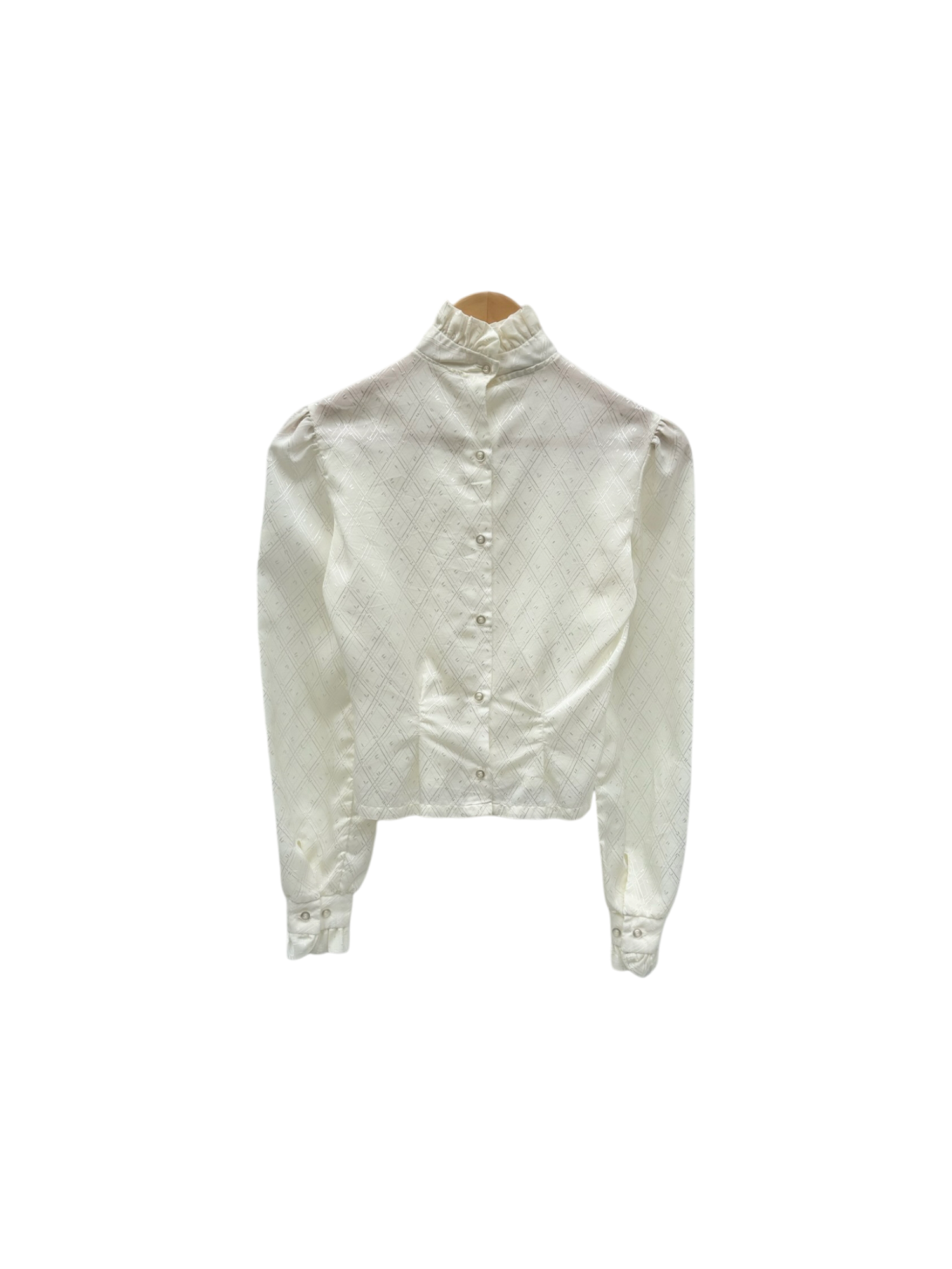 Vintage 80s Cropped High Neck Cinched Blouse (S)