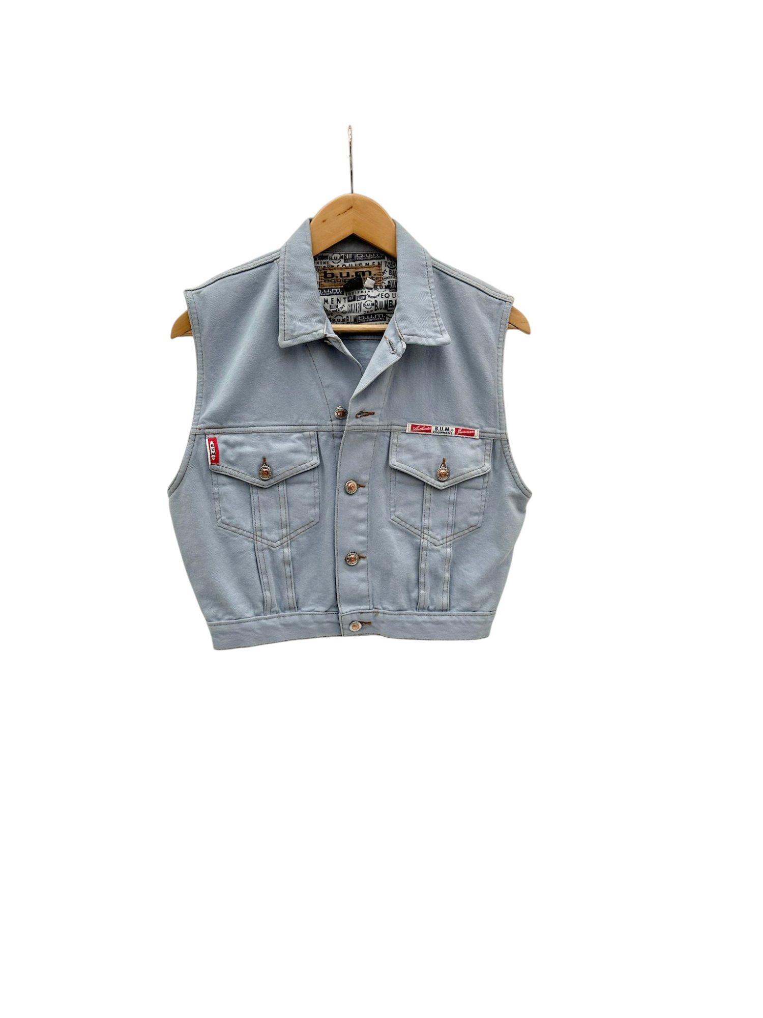 Vintage Y2K Cropped Denim Vest (M)