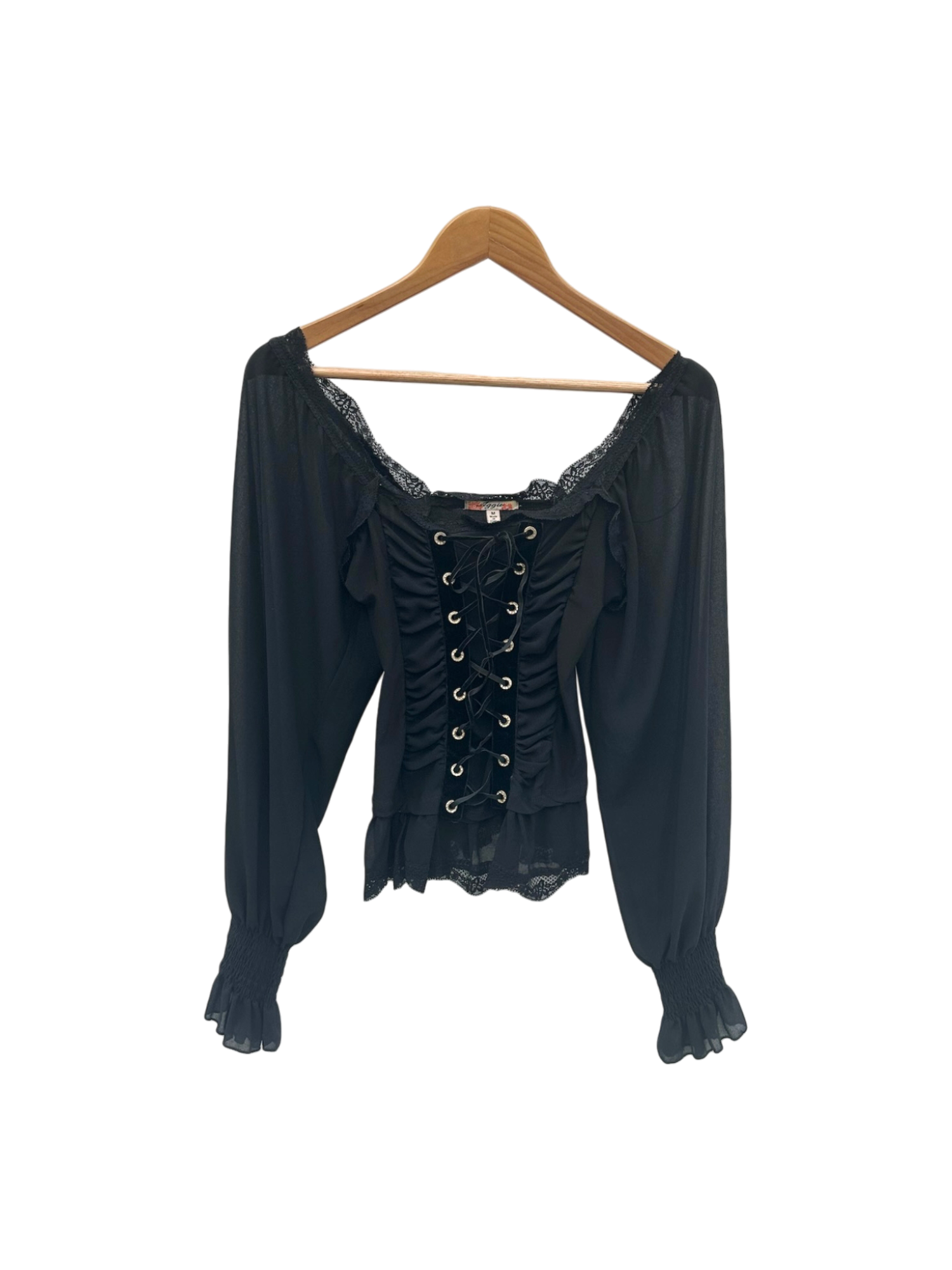 Vintage 90s Edwardian Lace Up Blouse (M)