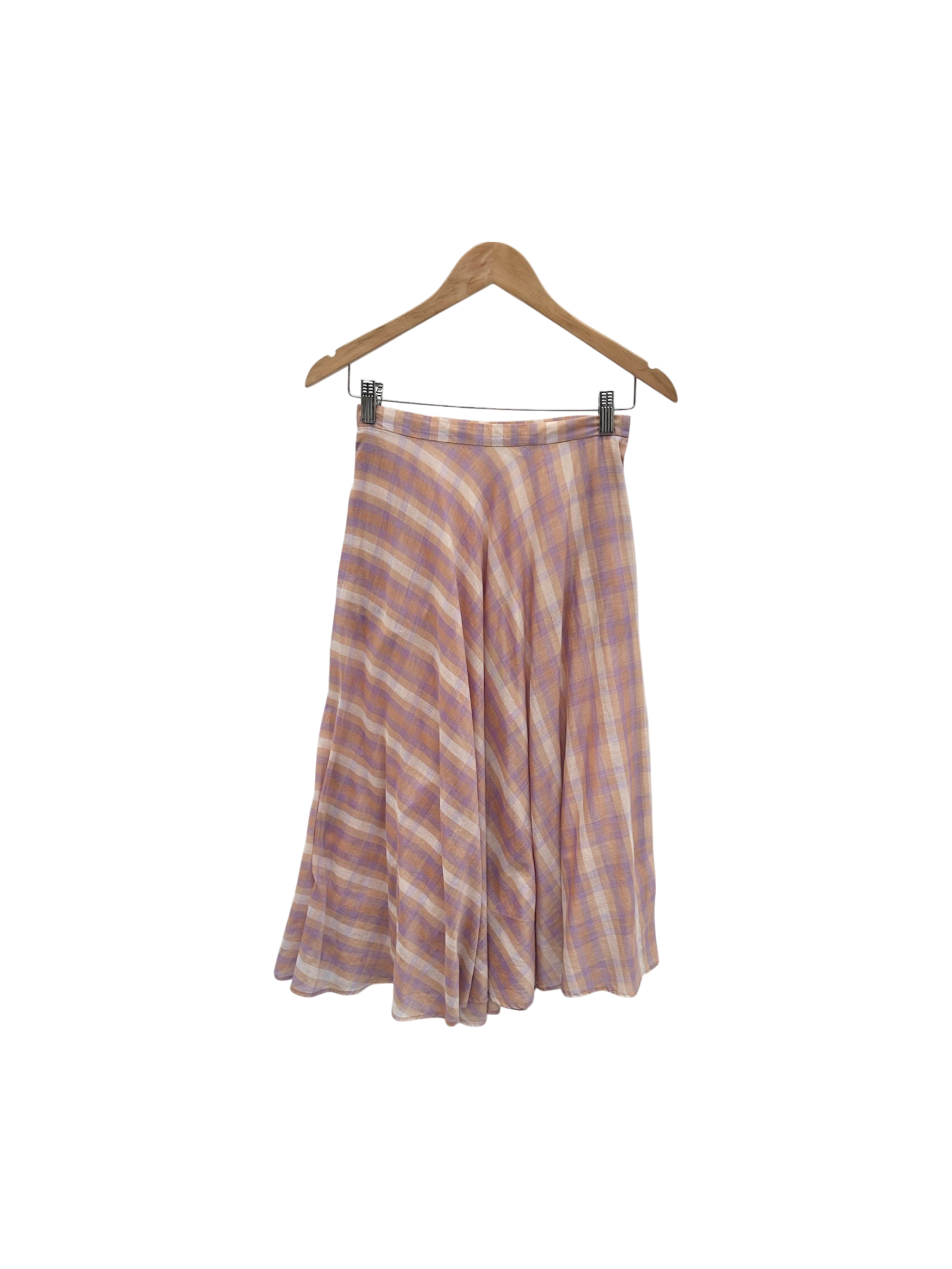 Vintage 80s Plaid Cotton Midi Skirt (S)