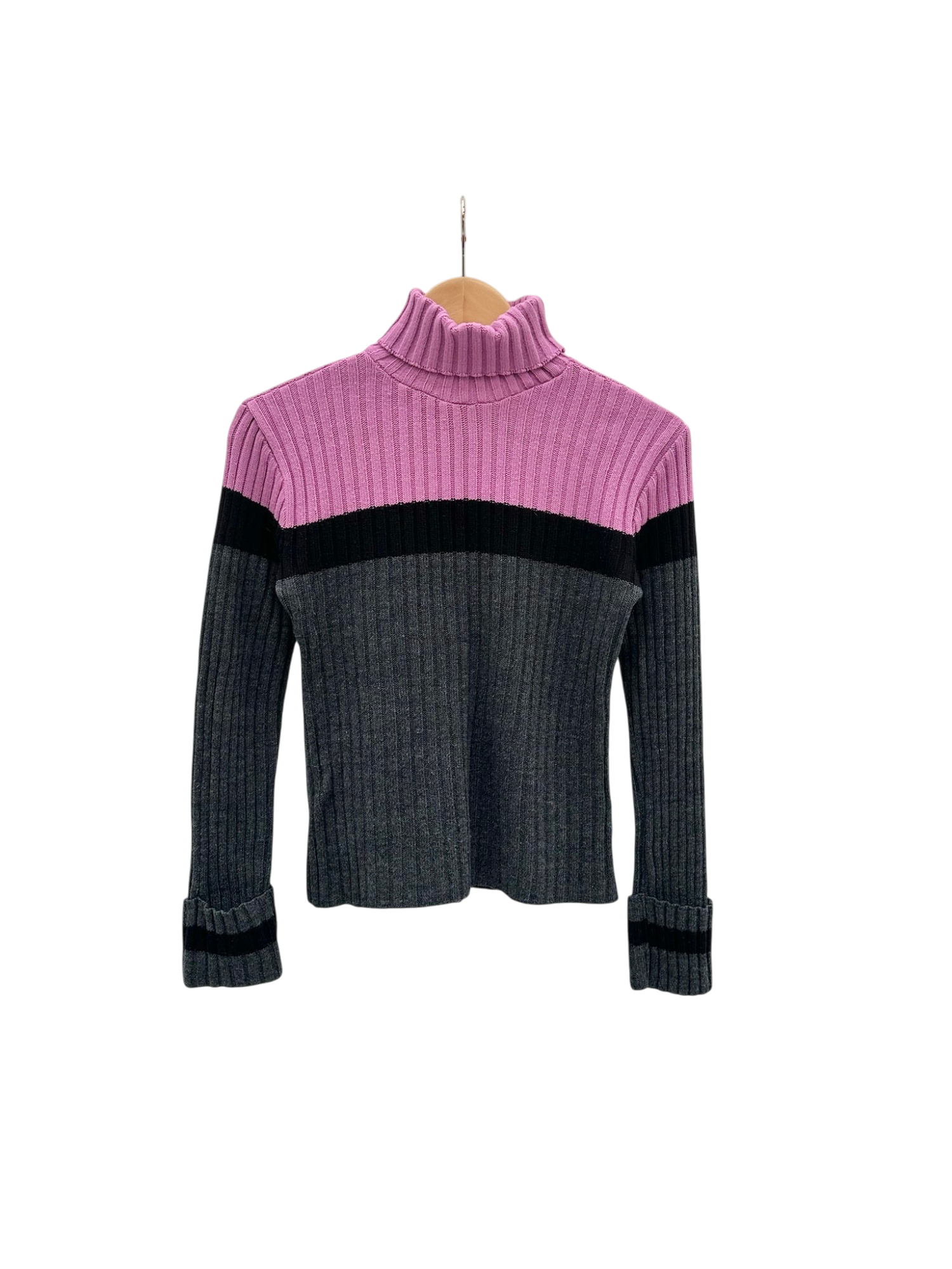 Vintage 90s Retro Colorblock Mock Neck (S)