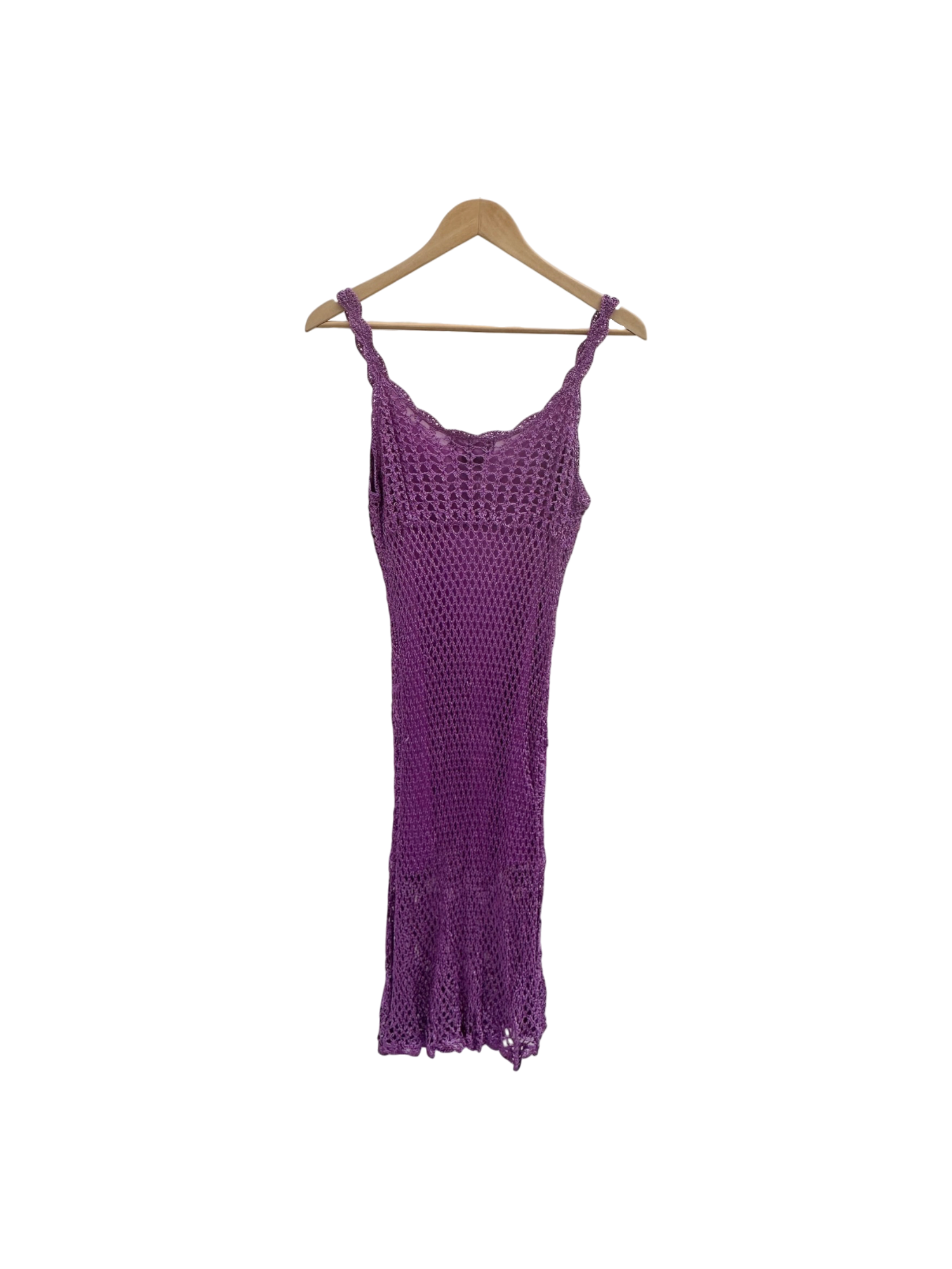 Vintage 90s Indigo Crochet Knit Midi Dress (M)