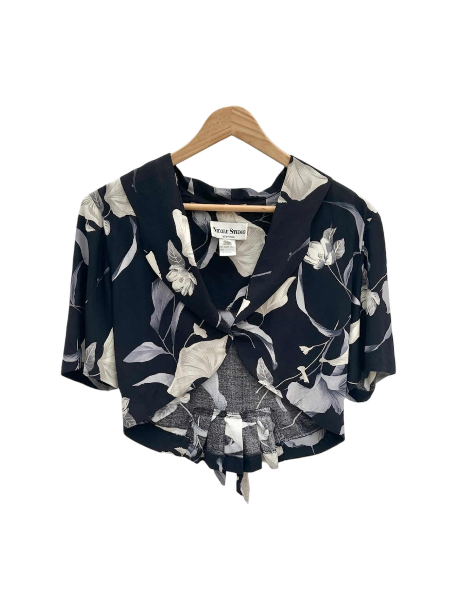 Vintage 90s Retro Cropped Floral Blouse (M)