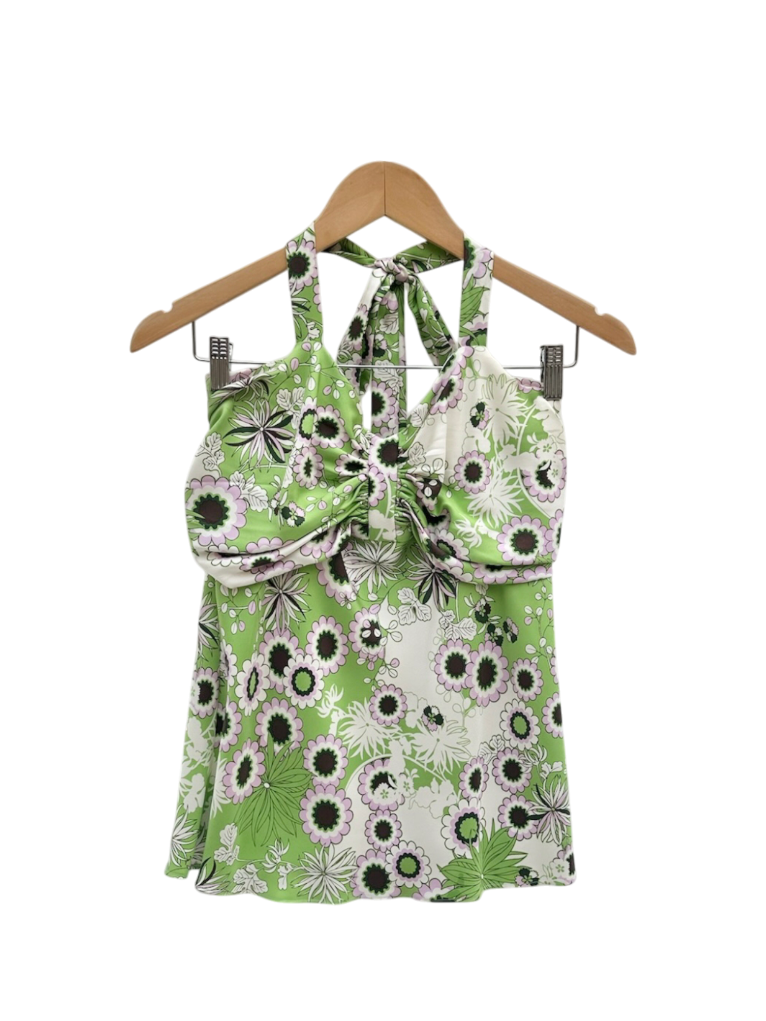 Vintage 90s Silk Retro Halter Top (M)