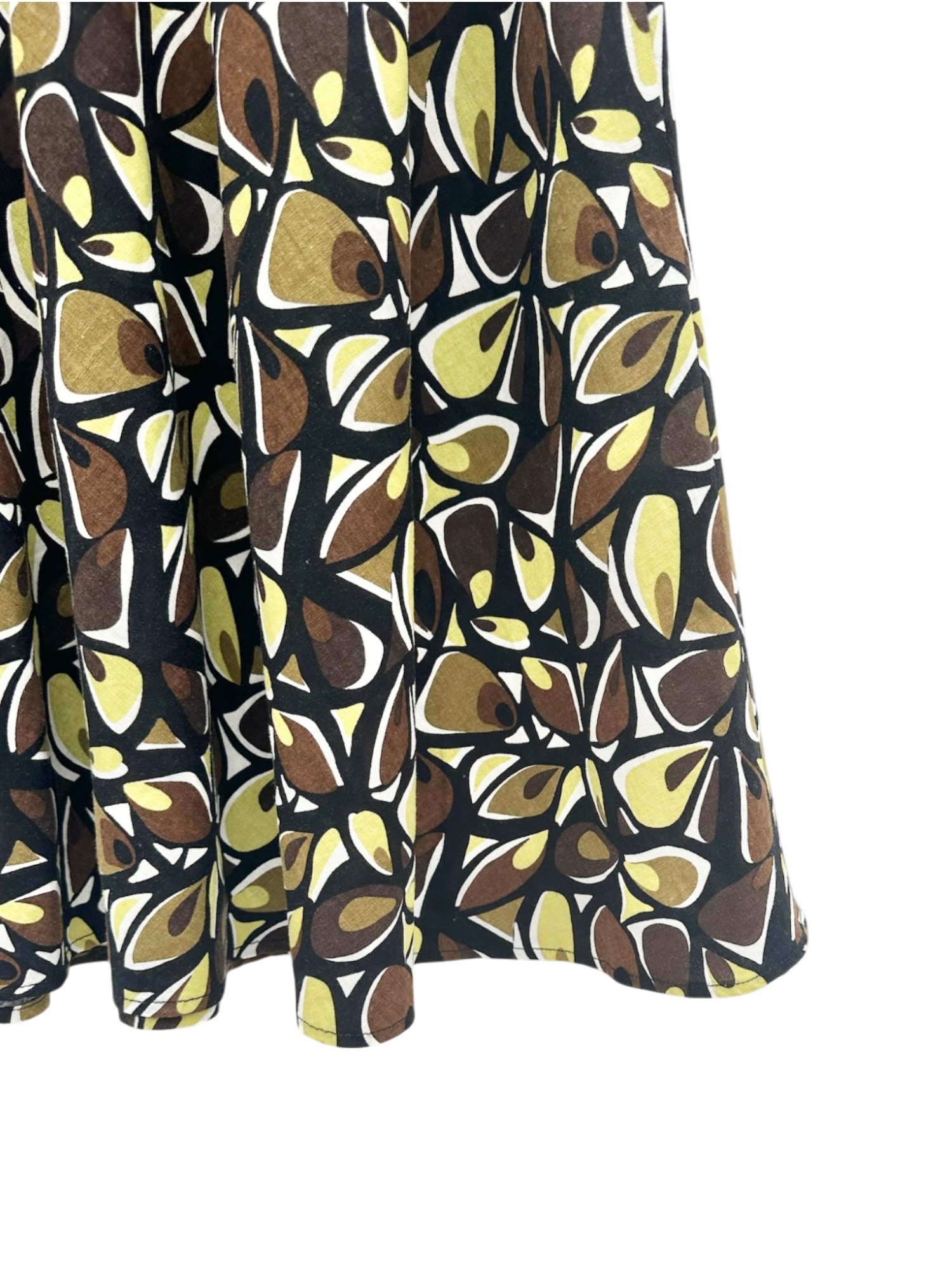 Vintage 90s Linen Patterned Low Waisted Midi Skirt (M)