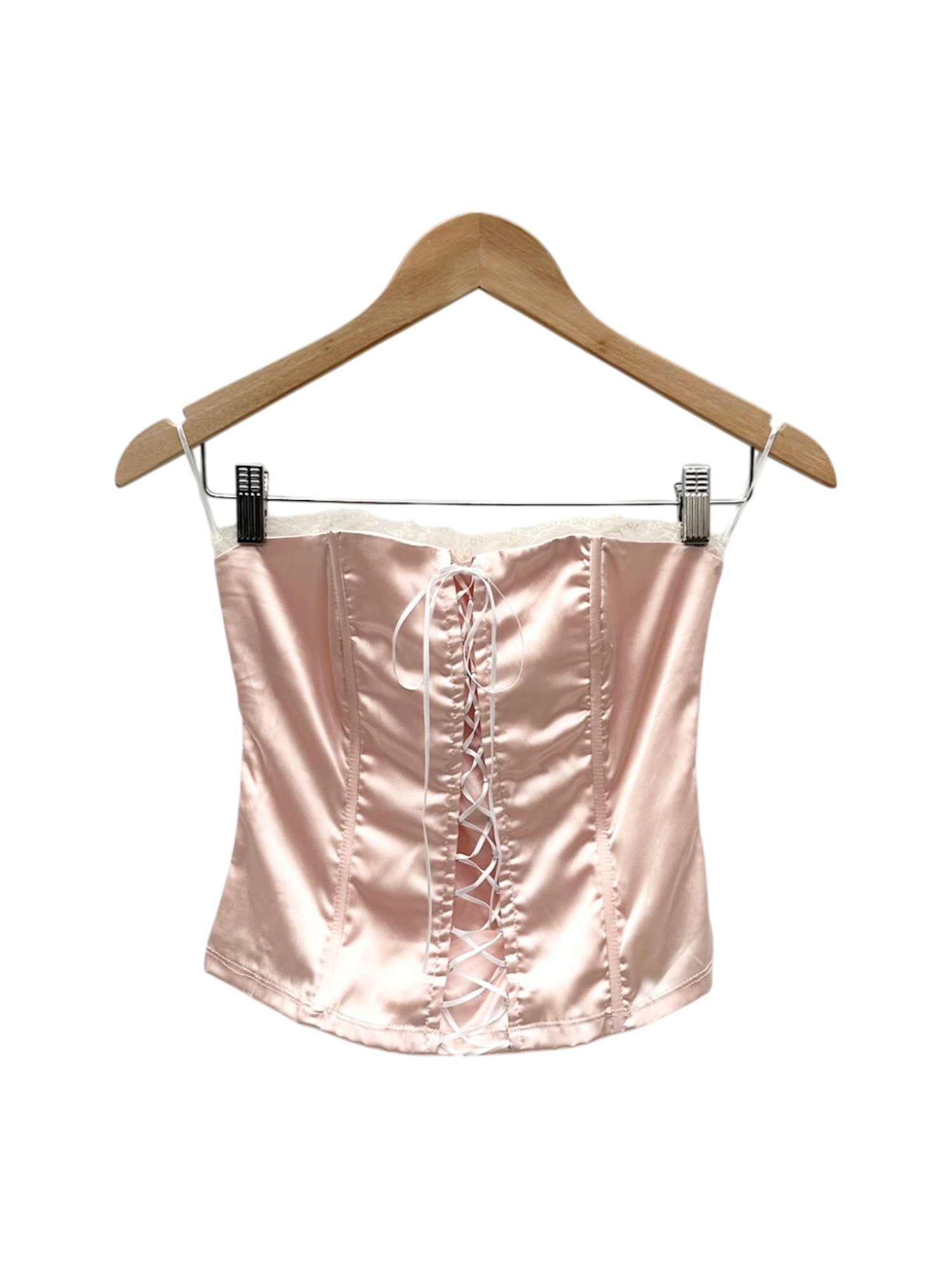 Vintage 90s Satin Lace Trim Bustier (S)