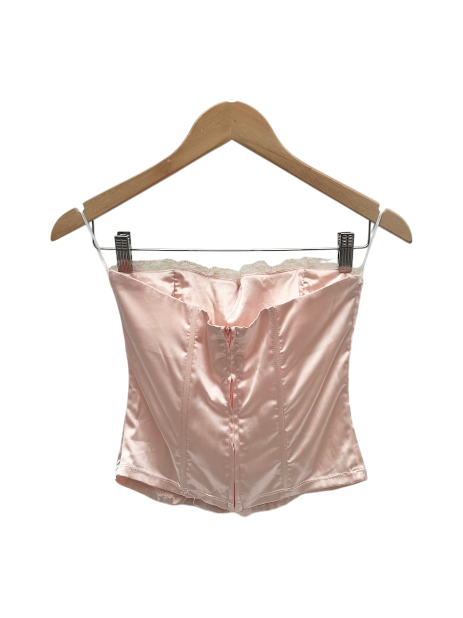 Vintage 90s Satin Lace Trim Bustier (S)