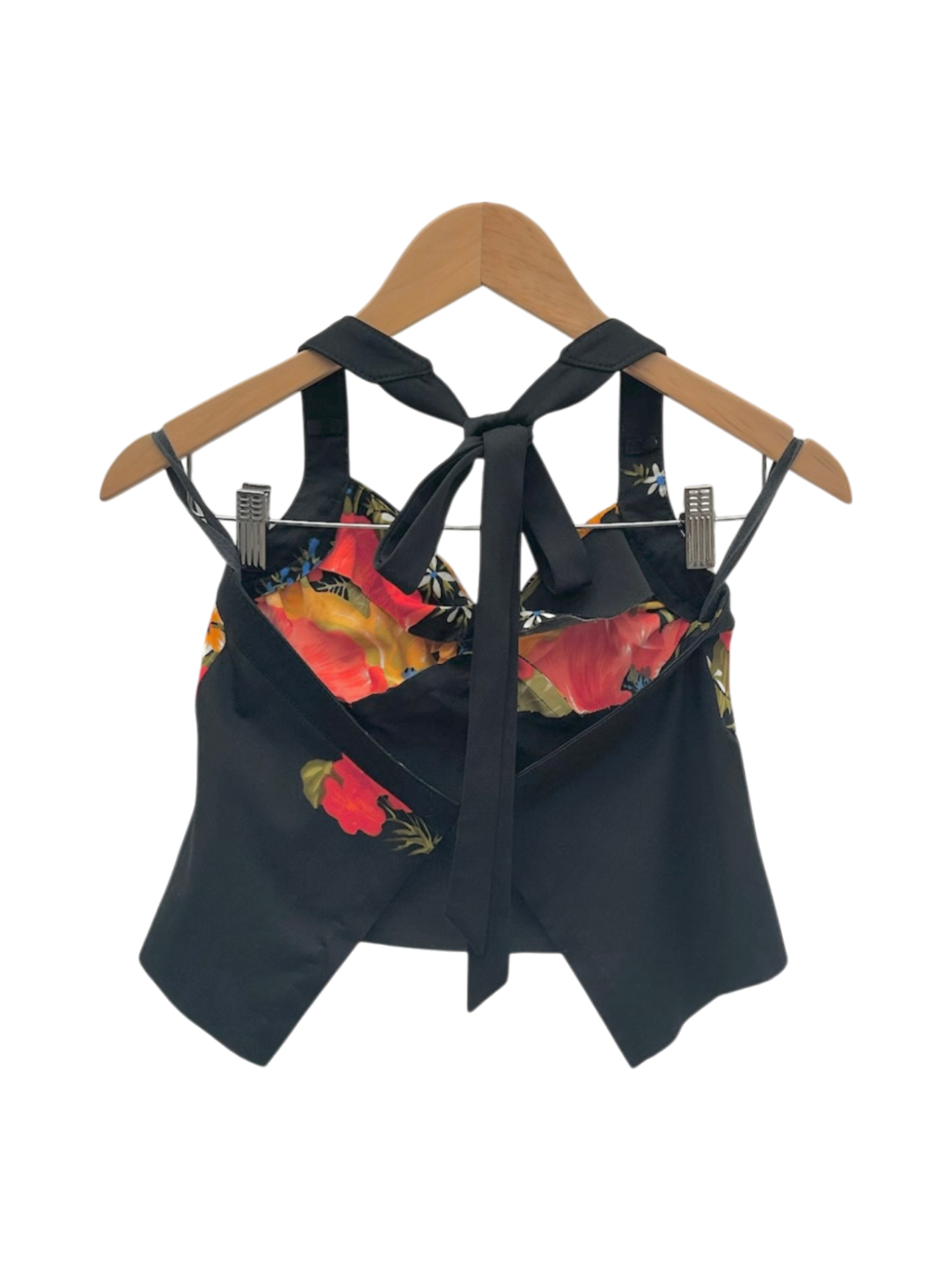 Vintage 90s Handmade Floral Exposed Back Halter Top (S)