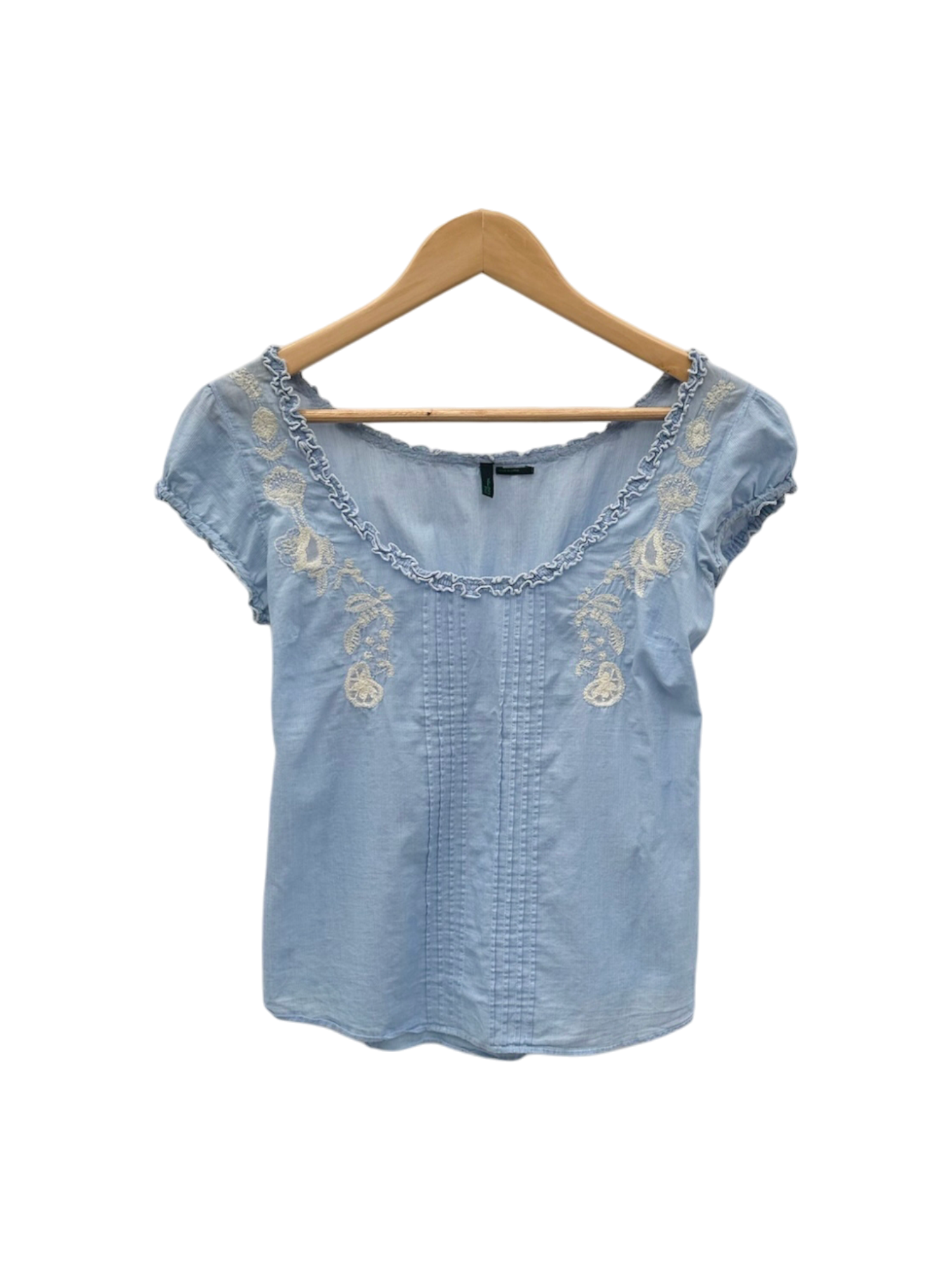Vintage Floral Embroidered Cotton Top (S)