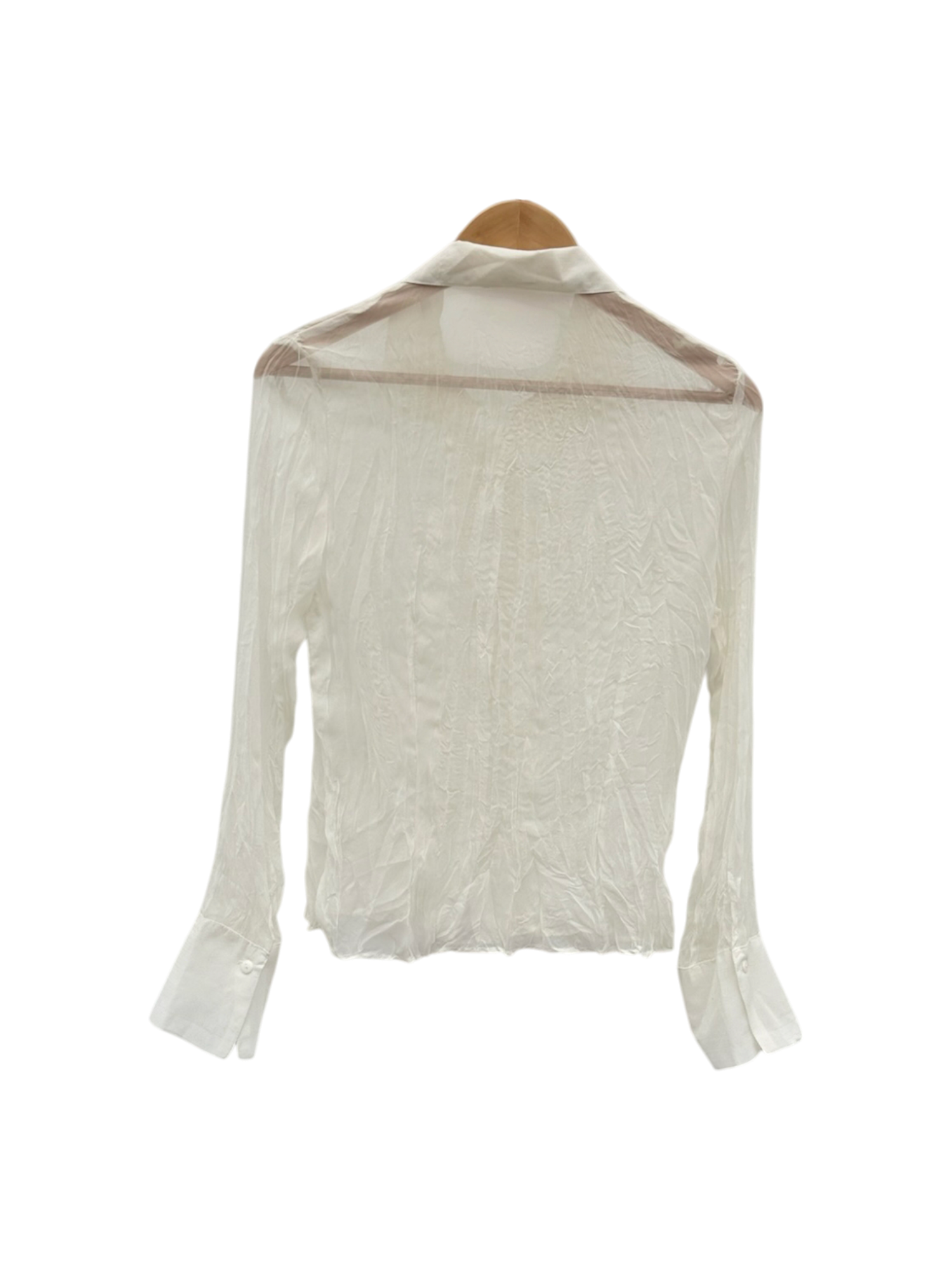 Vintage 90s Sheer Ruffled Crinkle Blouse (S/M)