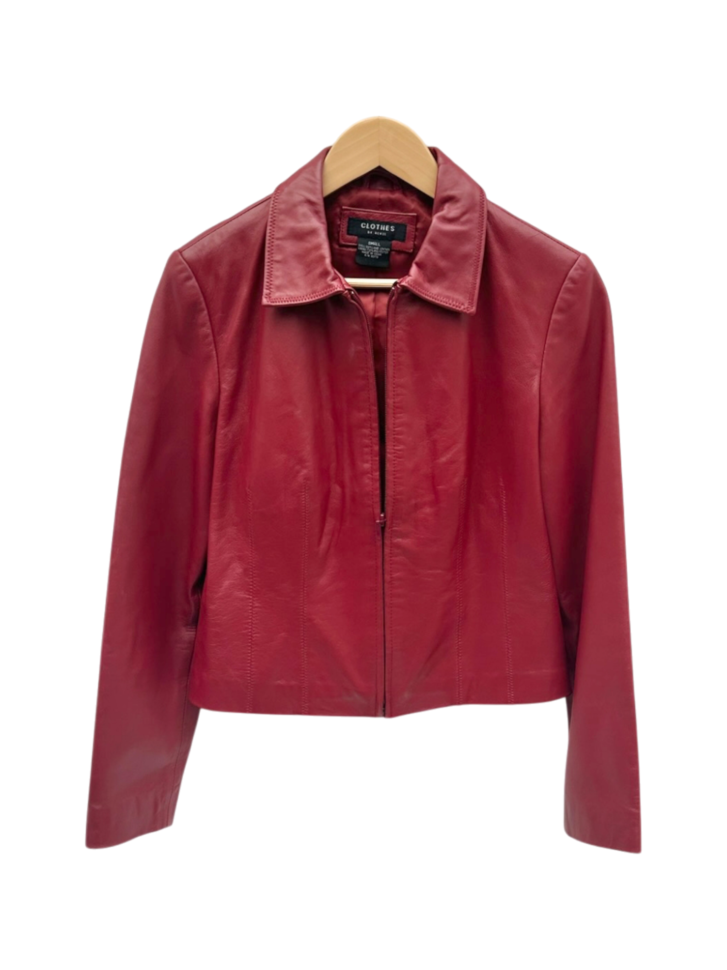 Vintage 90s Retro Cherry Red Leather Jacket (S)