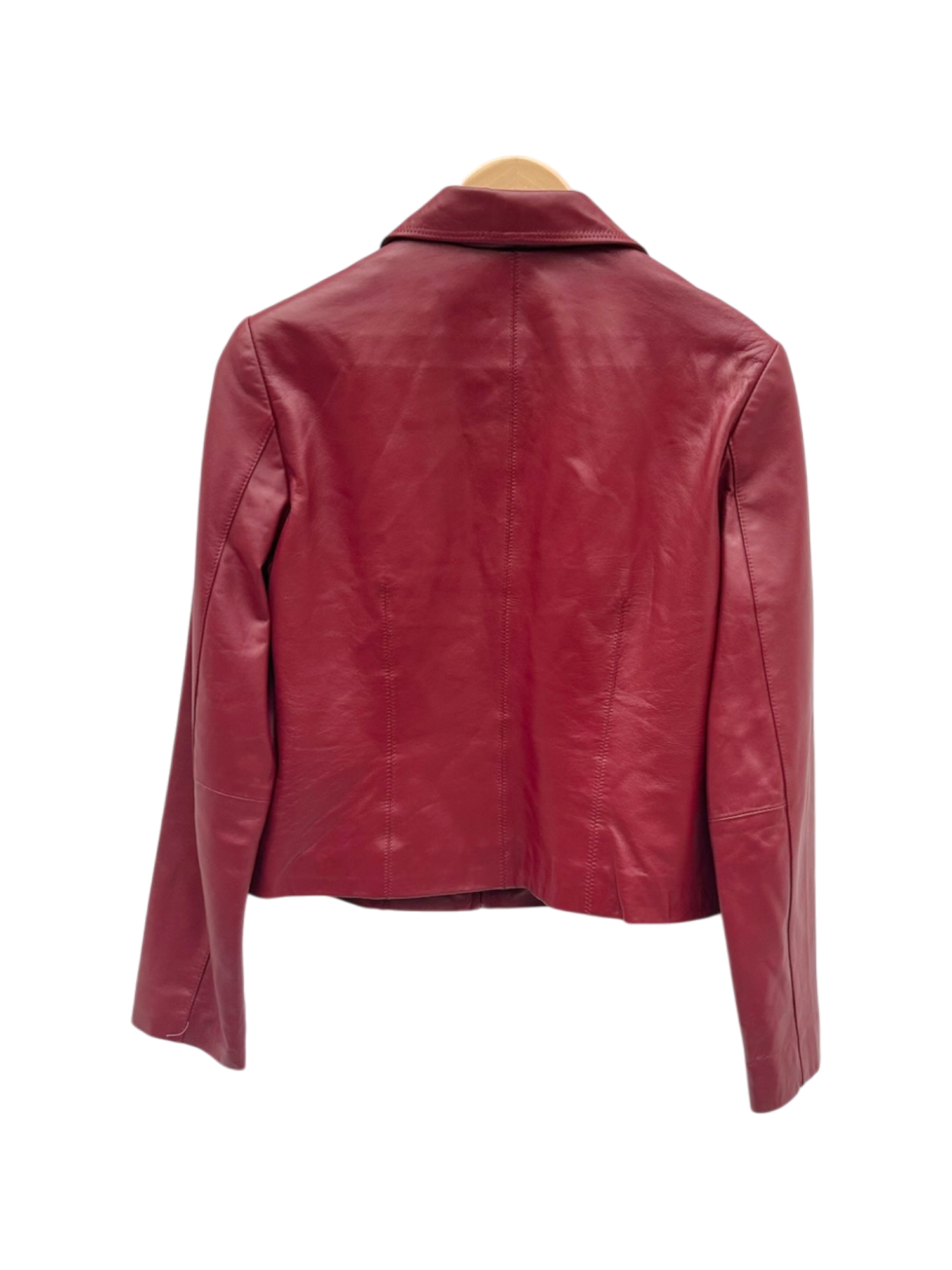Vintage 90s Retro Cherry Red Leather Jacket (S)