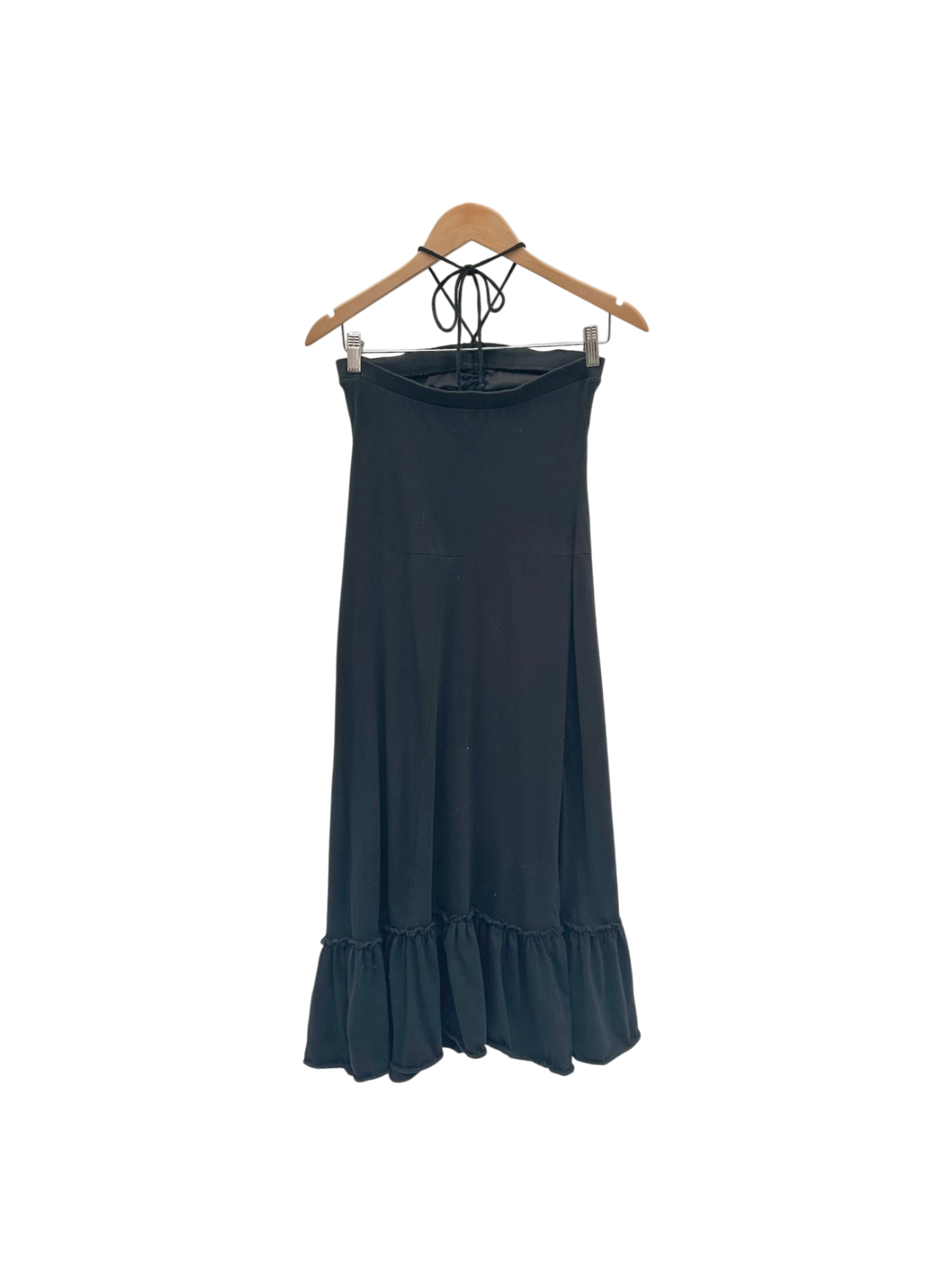 Vintage 90s Ruched Halter CottonMidi Dress (M)