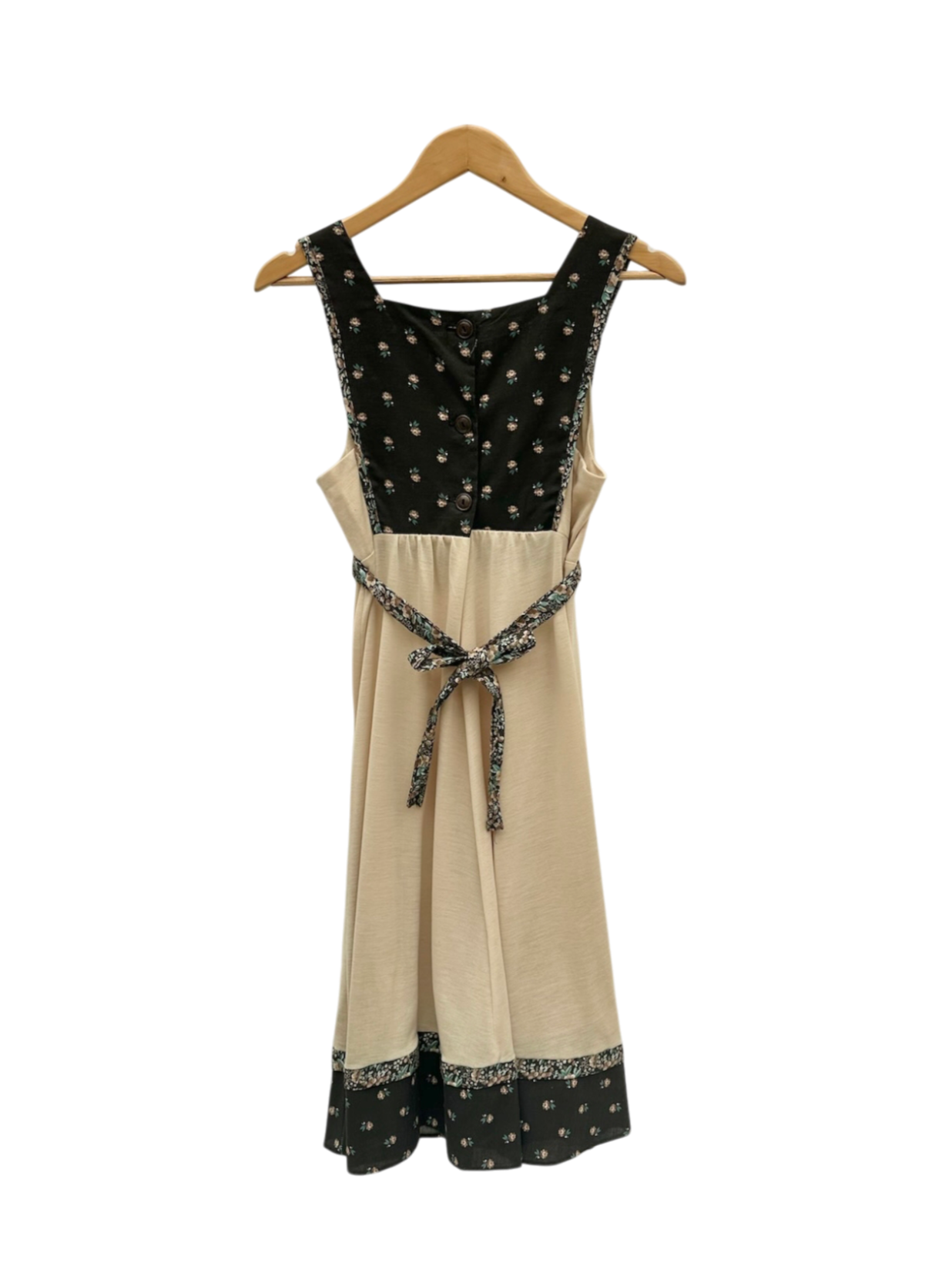 Vintage 80s Prairie Tie Back Midi Dress (S/M)