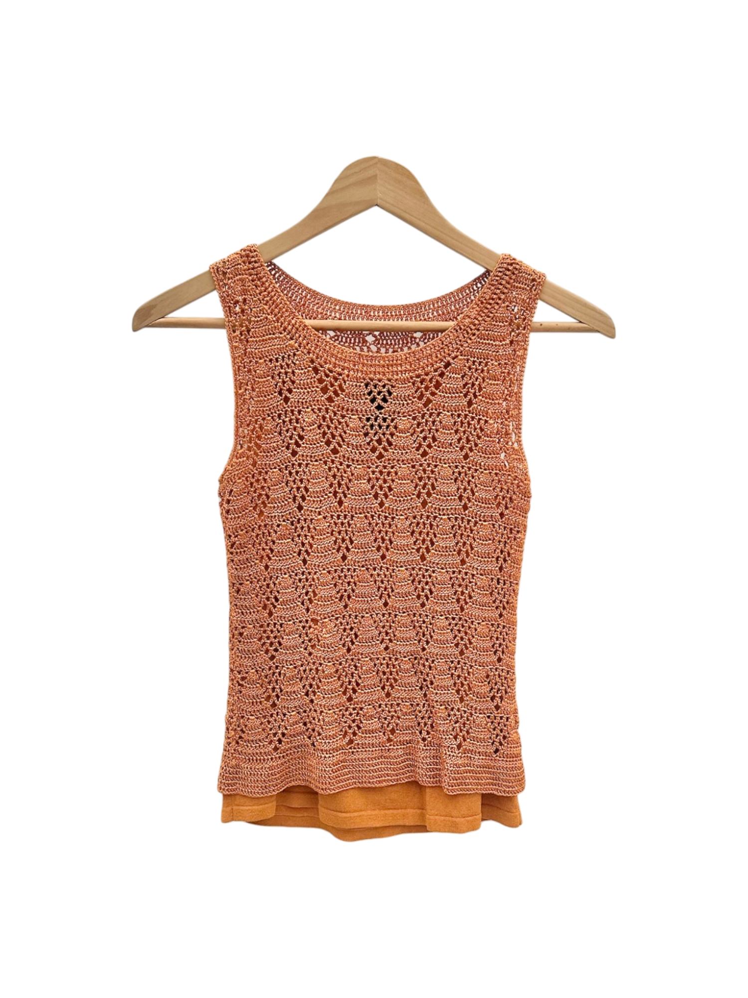 Vintage 90s Copper Mesh Knit Layered Top (S)