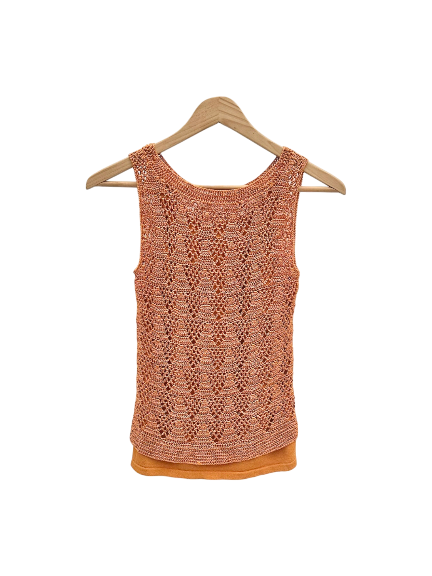 Vintage 90s Copper Mesh Knit Layered Top (S)